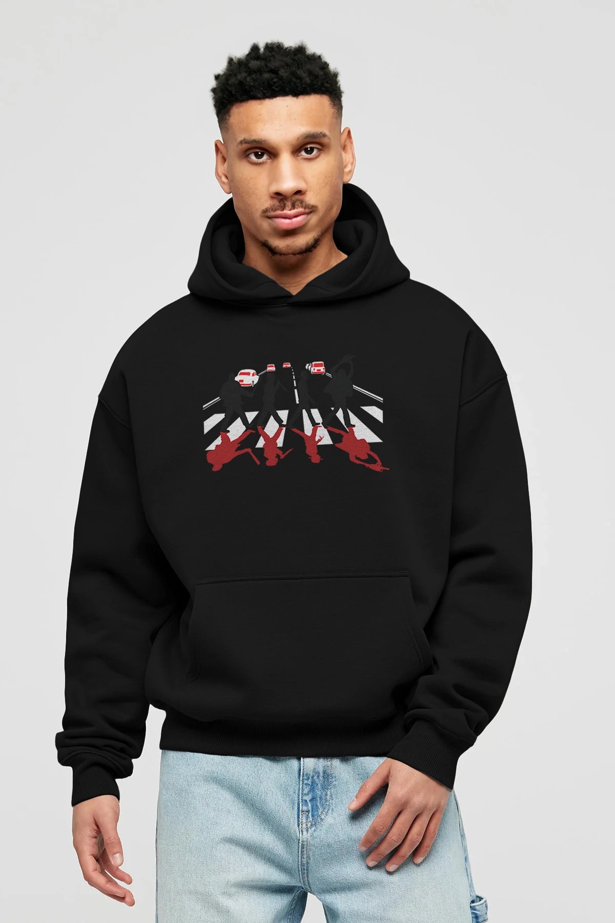 Abbey Road Killer Red Ön Baskılı Hoodie Oversize Kapüşonlu Sweatshirt Erkek Kadın Unisex