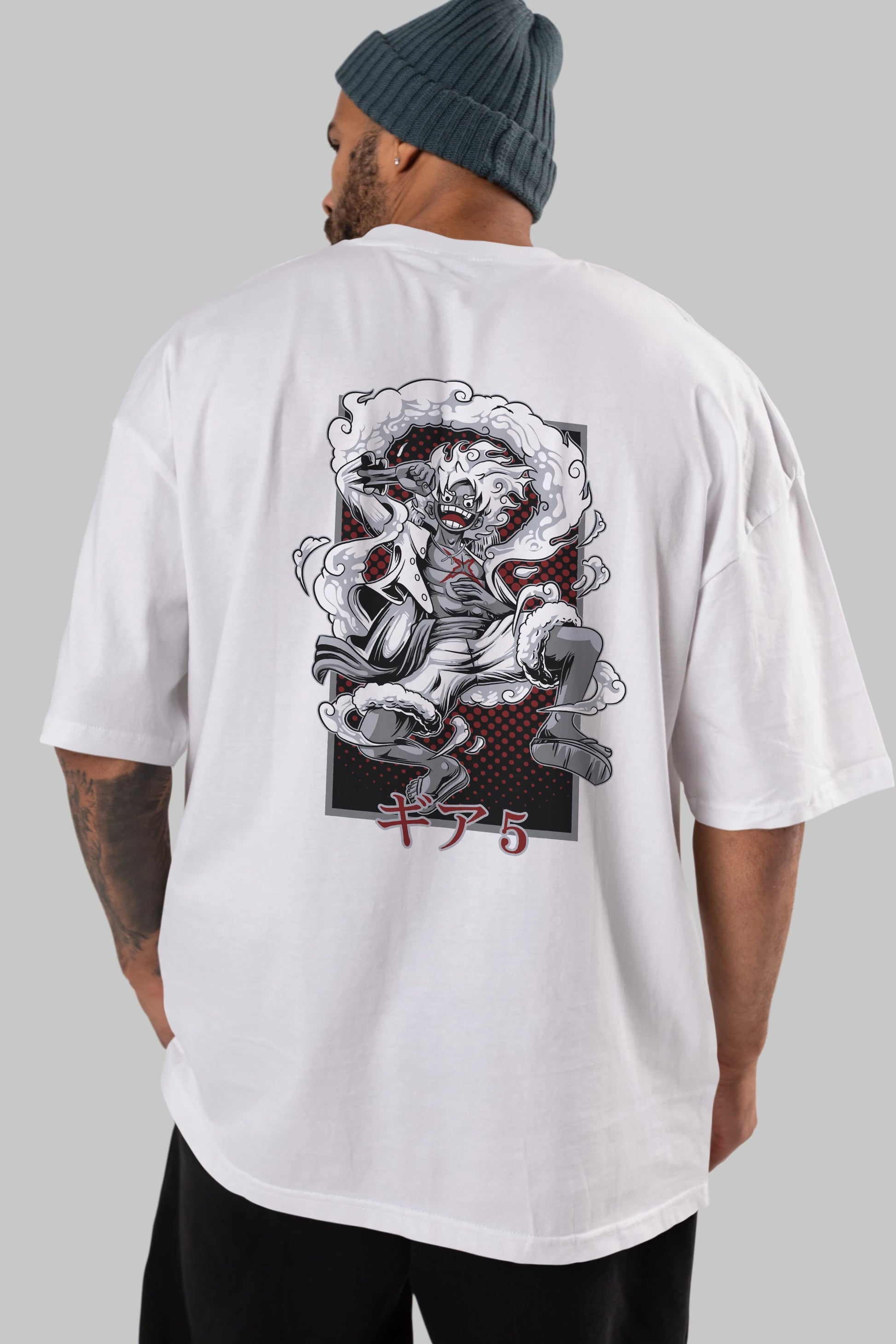 LUFFY GEAR 5 Anime Arka Baskılı Oversize t-shirt Erkek Kadın Unisex