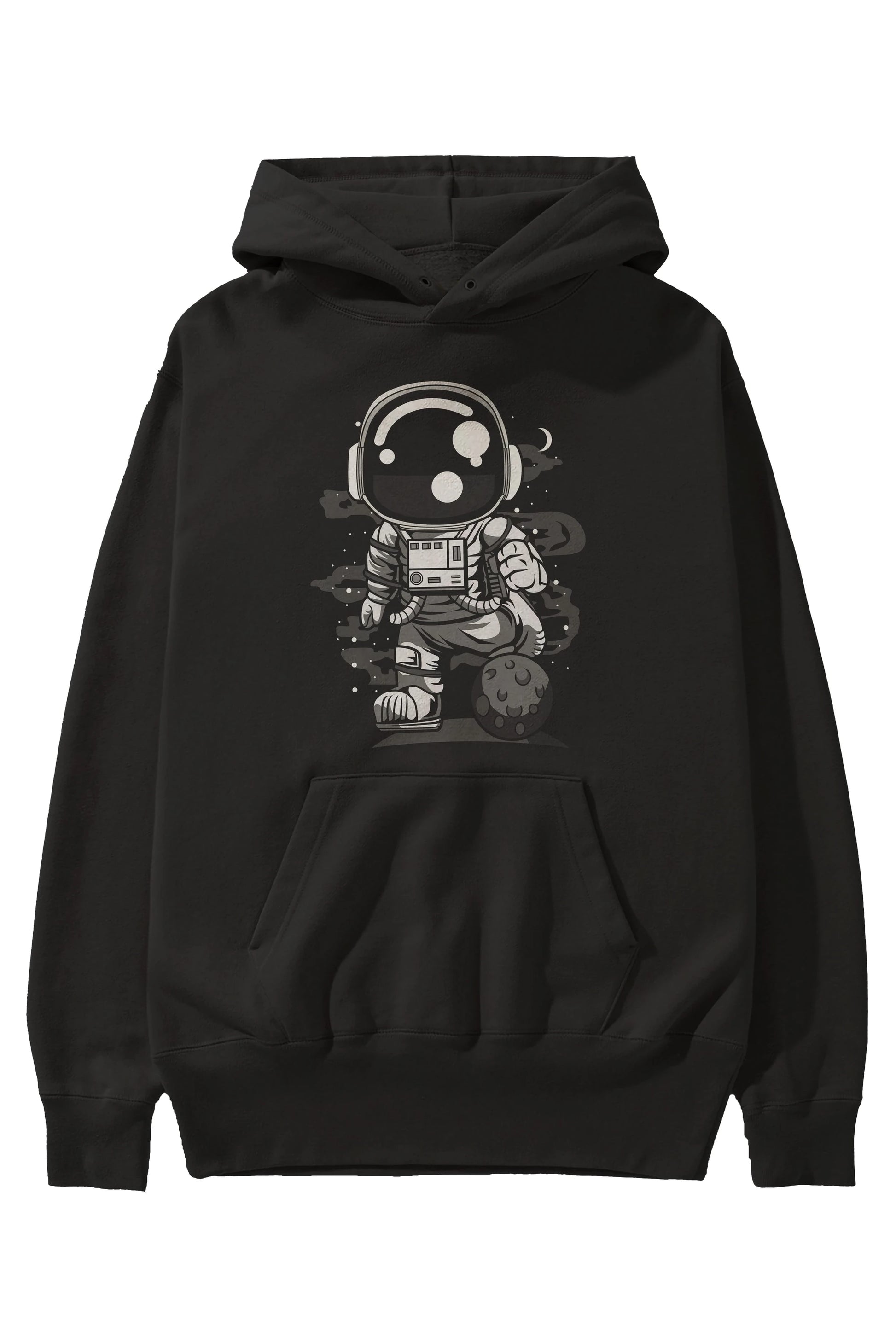 Astronaut Soccer Ön Baskılı Hoodie Oversize Kapüşonlu Sweatshirt Erkek Kadın Unisex