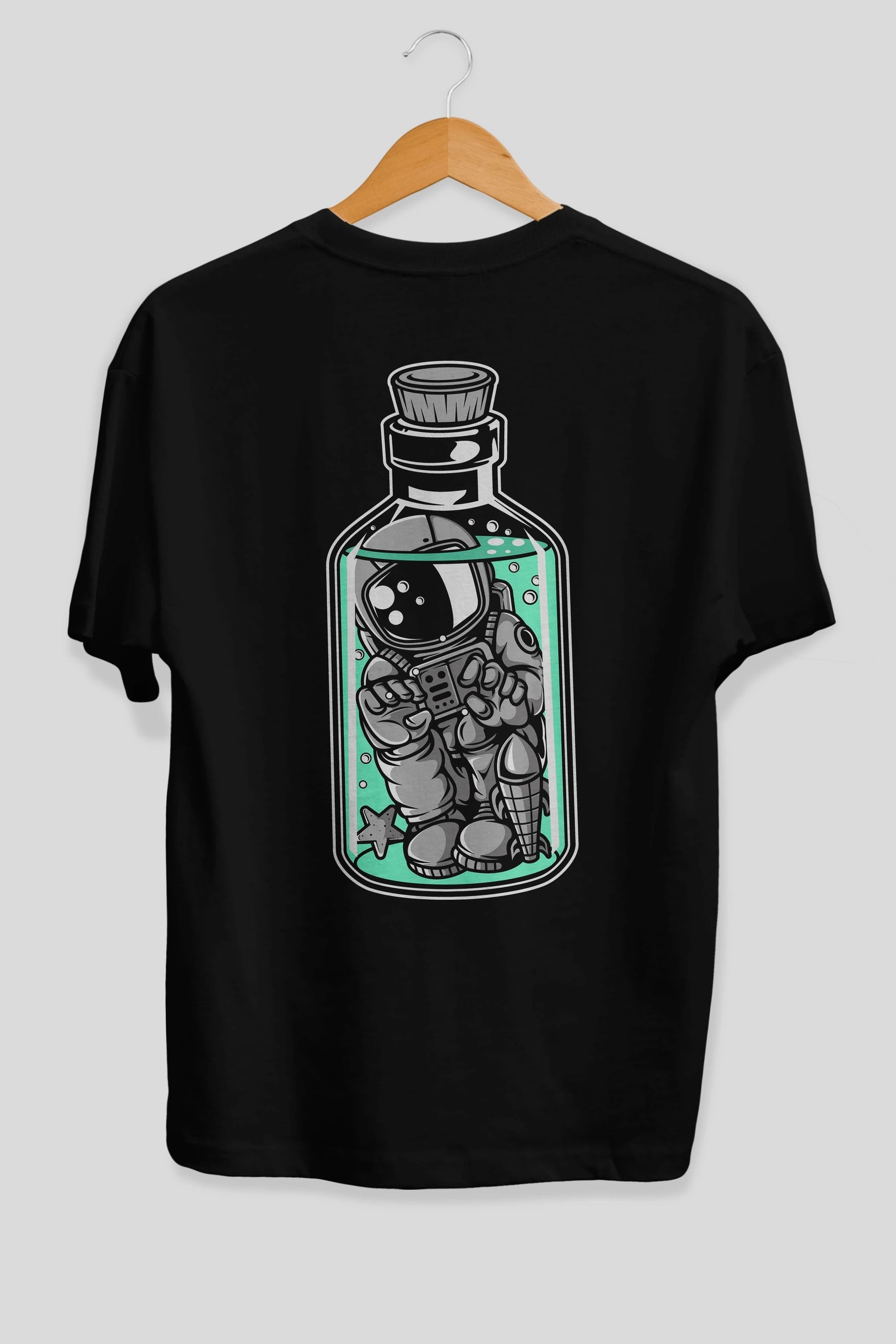 Astronaut in The Bottle Arka Baskılı Oversize t-shirt Erkek Kadın Unisex
