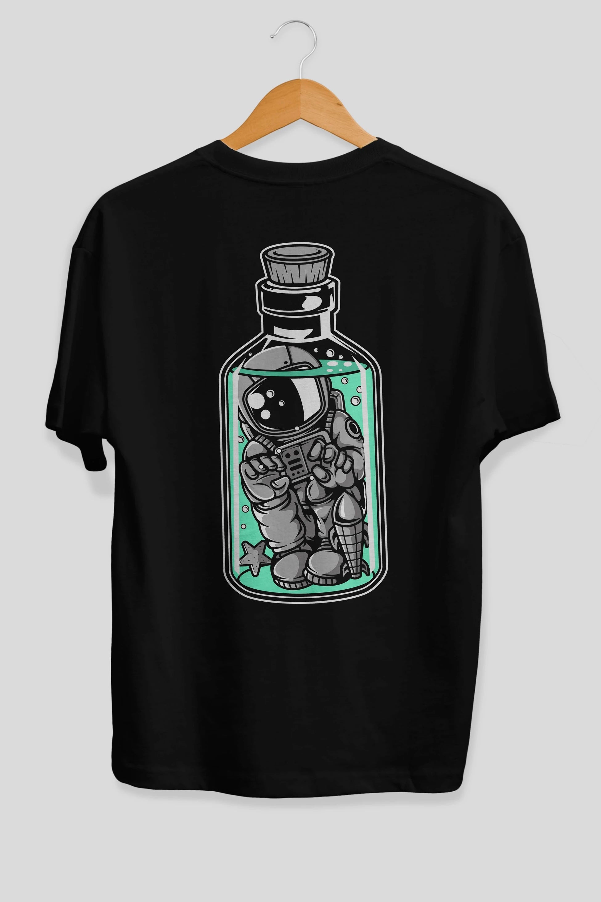 Astronaut in The Bottle Arka Baskılı Oversize t-shirt Erkek Kadın Unisex
