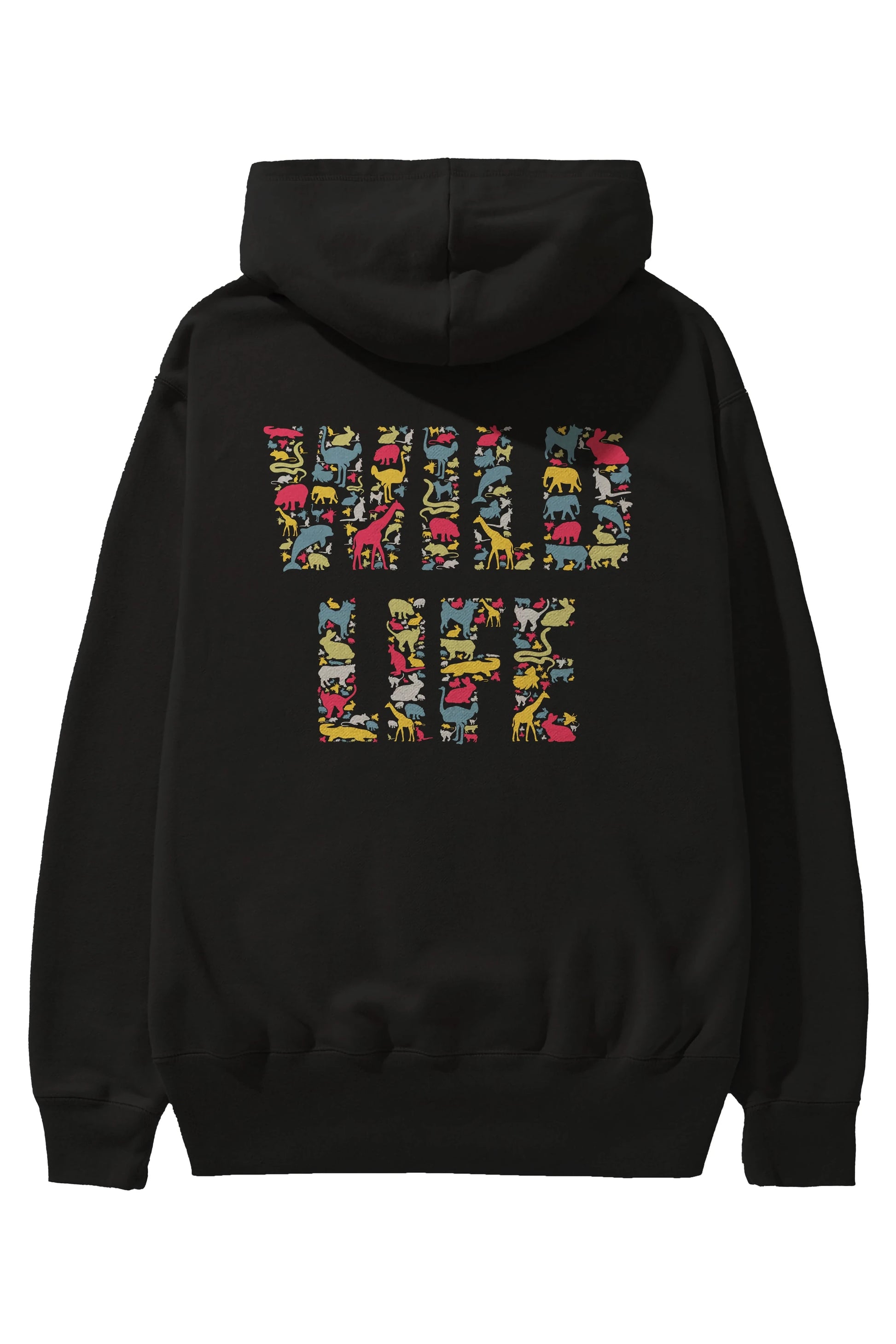 Wild Life Arka Baskılı Hoodie Oversize Kapüşonlu Sweatshirt Erkek Kadın Unisex