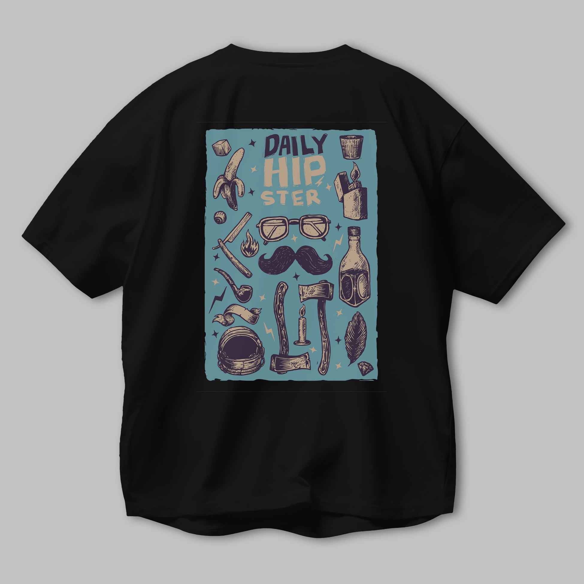 Hipster Arka Baskılı Oversize t-shirt Erkek Kadın Unisex %100 Pamuk