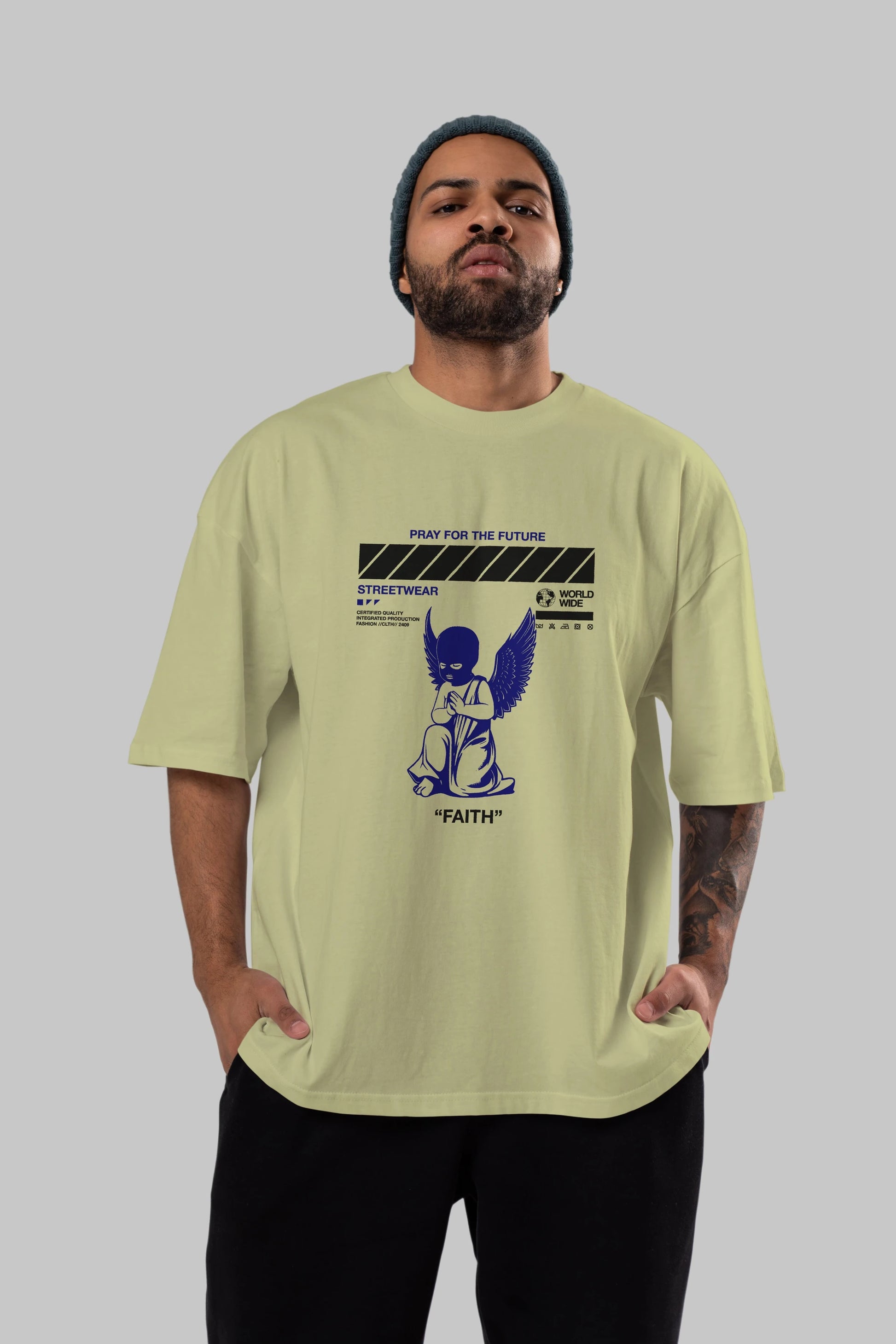Pray for The Future Ön Baskılı Oversize t-shirt Erkek Kadın Unisex