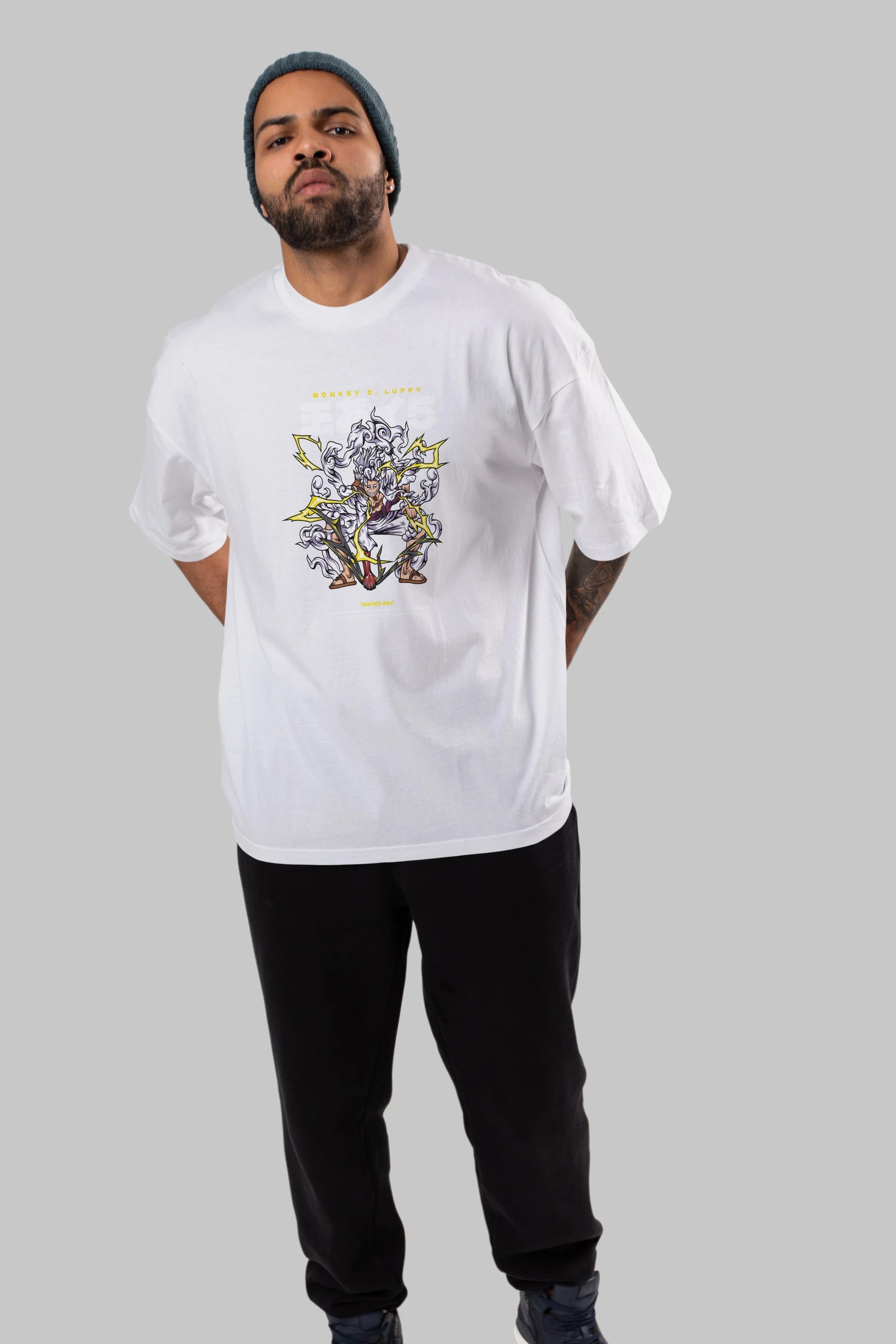 Monkey D. Luffy Anime Ön Baskılı Oversize t-shirt %100 pamuk Erkek Kadın Unisex