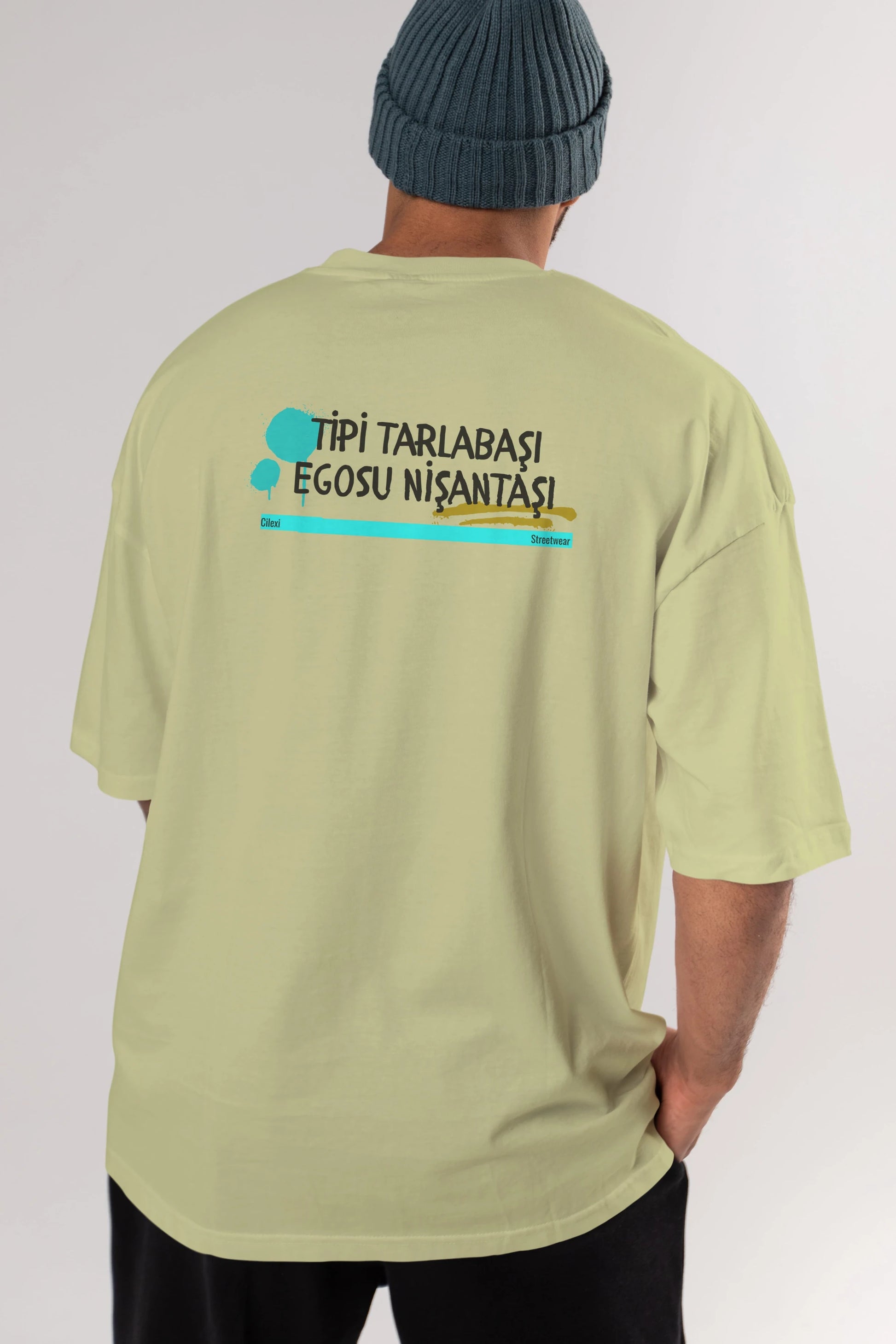 Tipi Tarlabaşı , Egosu Nişantaşı Yazılı Arka Baskılı Oversize t-shirt Erkek Kadın Unisex