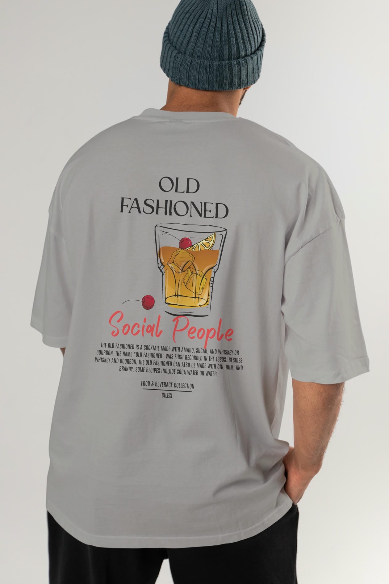 Old Fashıoned Kokteyl Serisi Baskılı Oversize t-shirt Erkek Kadın Unisex %100 Pamuk Bisiklet Yaka tişort