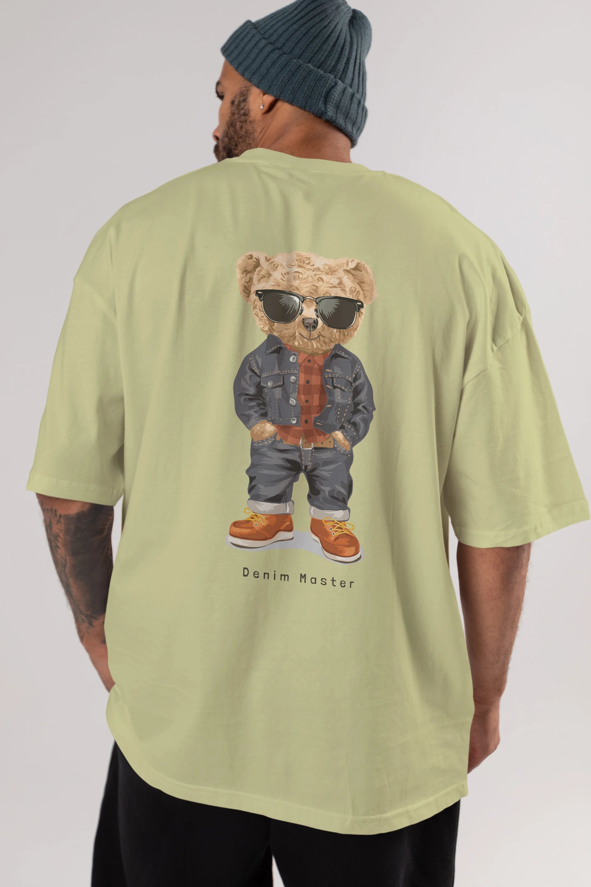 Teddy Bear Tarz Arka Baskılı Oversize t-shirt Erkek Kadın Unisex %100 Pamuk