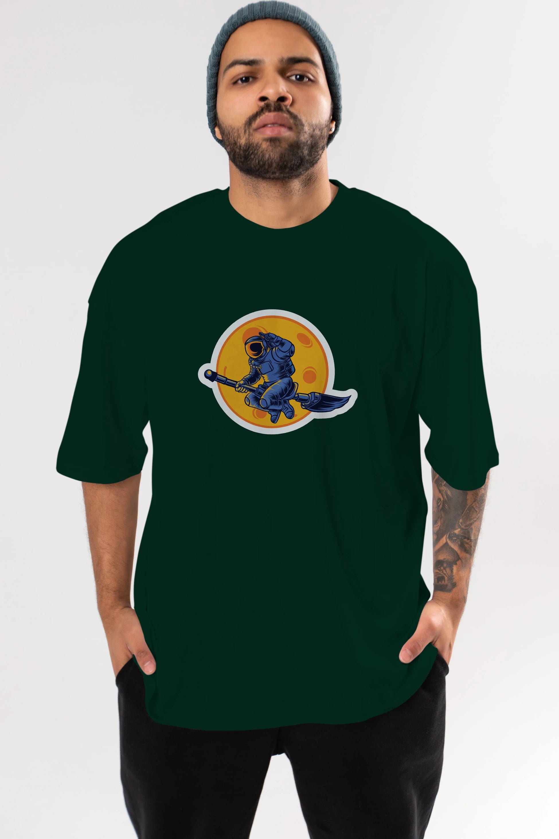 Space Witch Sticker Ön Baskılı Oversize t-shirt Erkek Kadın Unisex