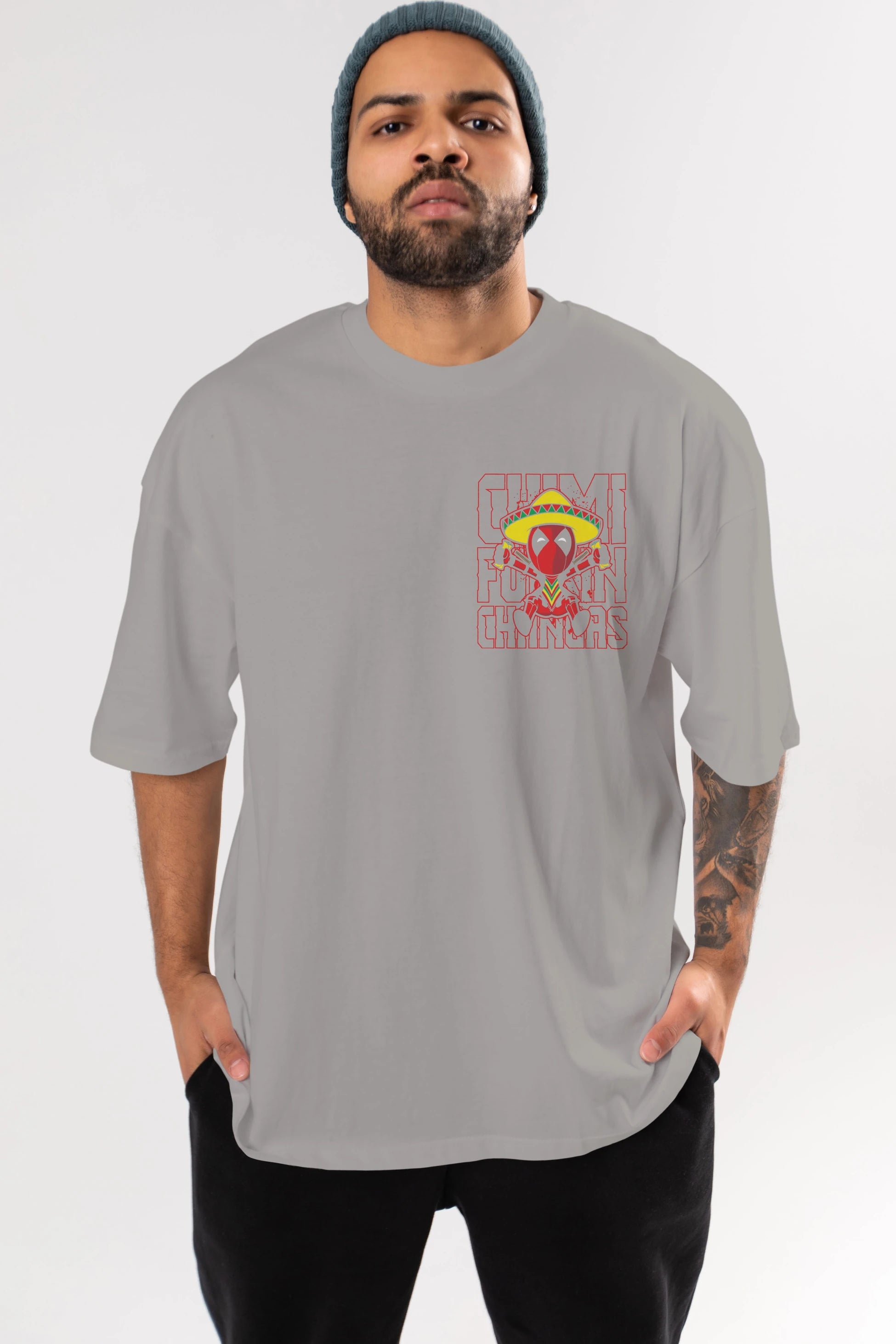 Deadpool (14) Ön Sol Baskılı Oversize t-shirt Erkek Kadın Unisex %100 Pamuk Bisiklet Yaka tişort