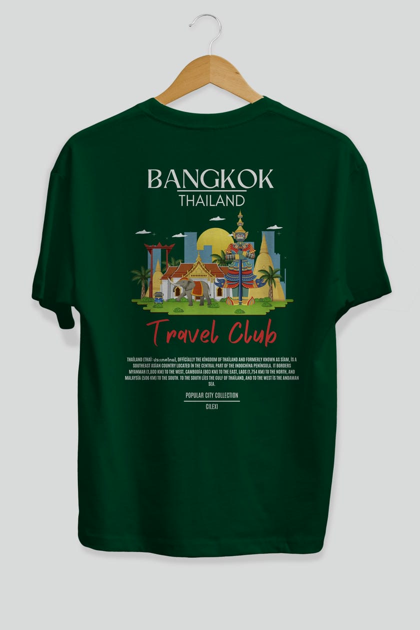 Bangkok Tailand Arka Baskılı Oversize t-shirt Erkek Kadın Pamuk Bisiklet Yaka tişort
