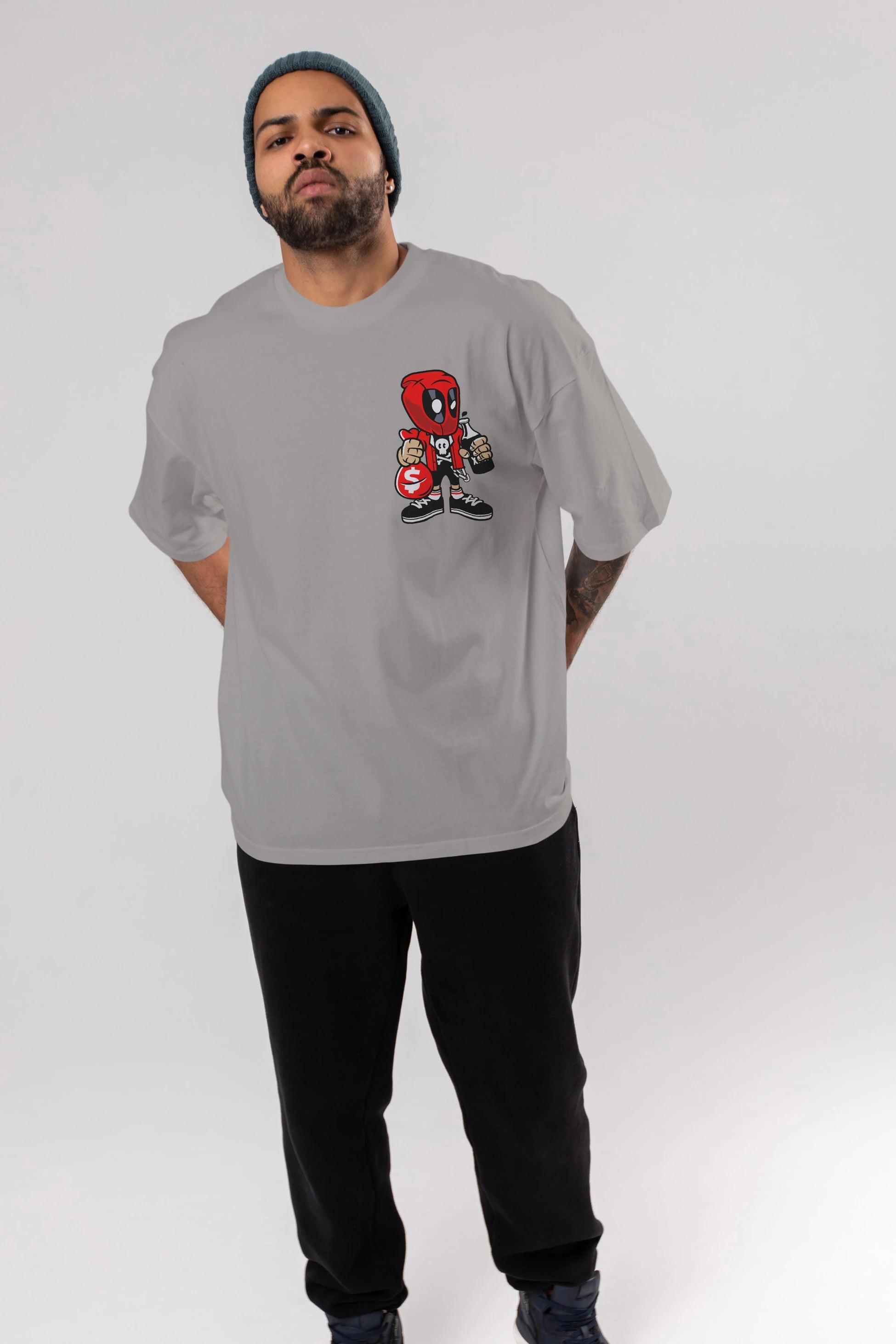 Deadpool (20) Ön Sol Baskılı Oversize t-shirt Erkek Kadın Unisex %100 Pamuk Bisiklet Yaka tişort