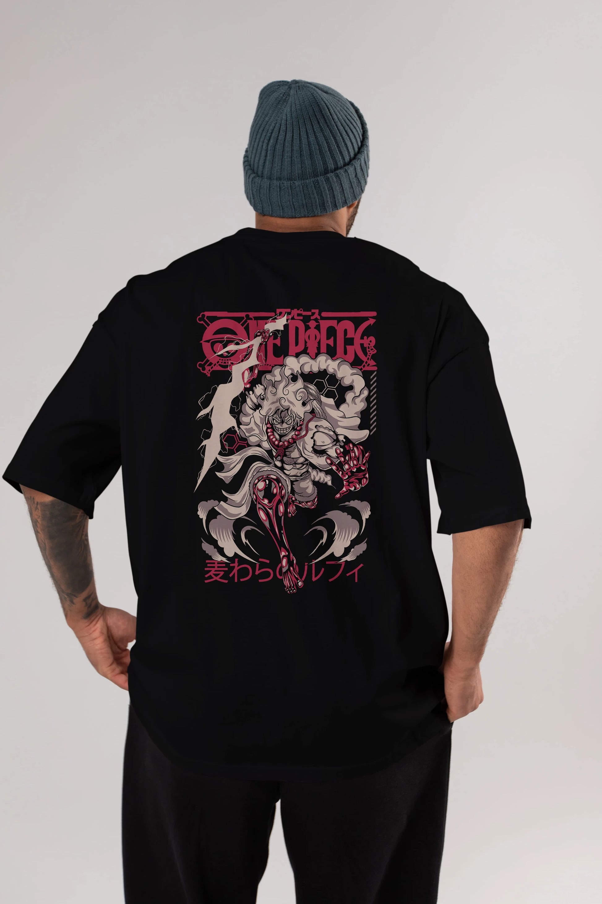 MONKEY D. LUFF-ONE PIECE 1 Anime Arka Baskılı Oversize t-shirt Erkek Kadın Unisex