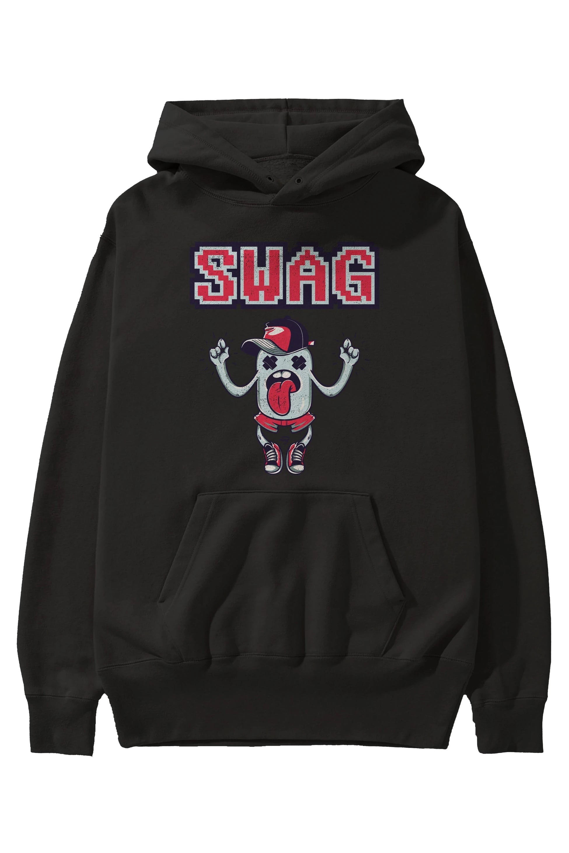 Swag Ön Baskılı Hoodie Oversize Kapüşonlu Sweatshirt Erkek Kadın Unisex