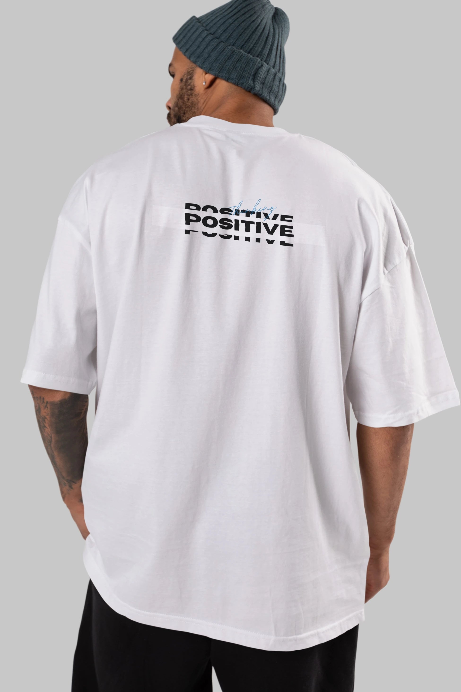 Positive Thinking Arka Baskılı Oversize t-shirt Erkek Kadın Unisex