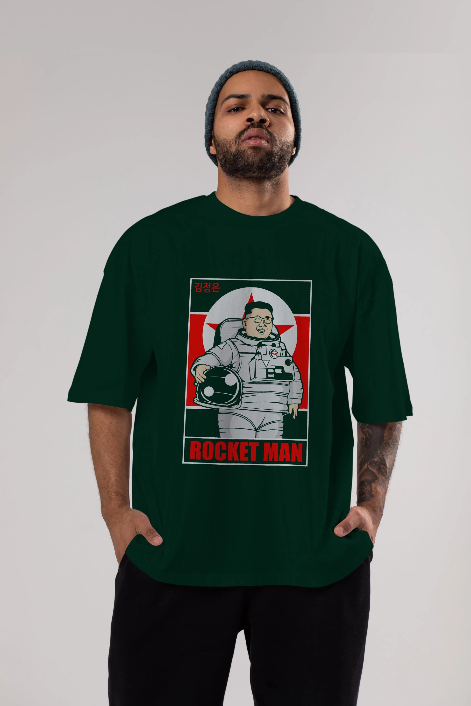 Astronot Kim Ön Baskılı Oversize t-shirt Erkek Kadın Unisex %100 Pamuk tişort