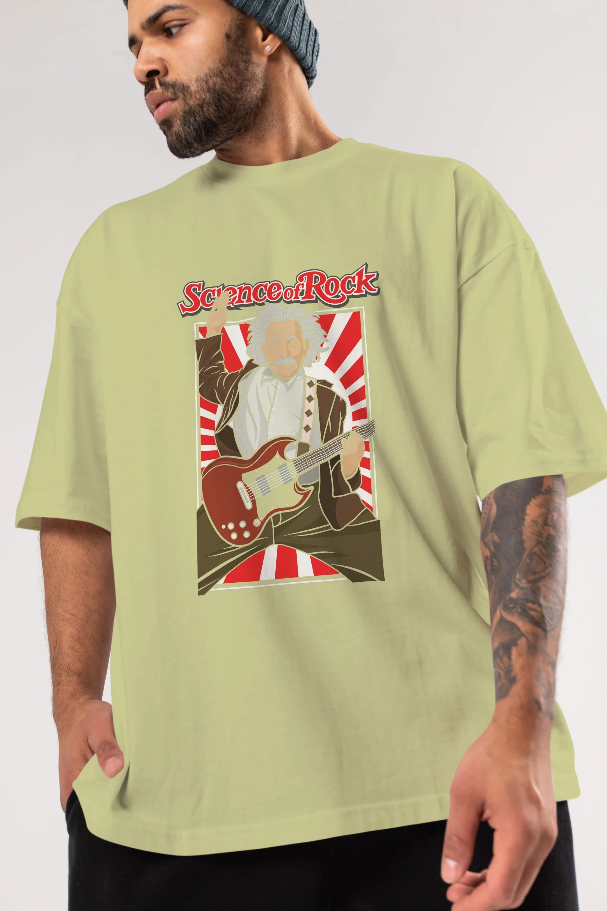 Einstein Science Of Rock Ön Baskılı Oversize t-shirt Erkek Kadın Unisex %100 Pamuk tişort