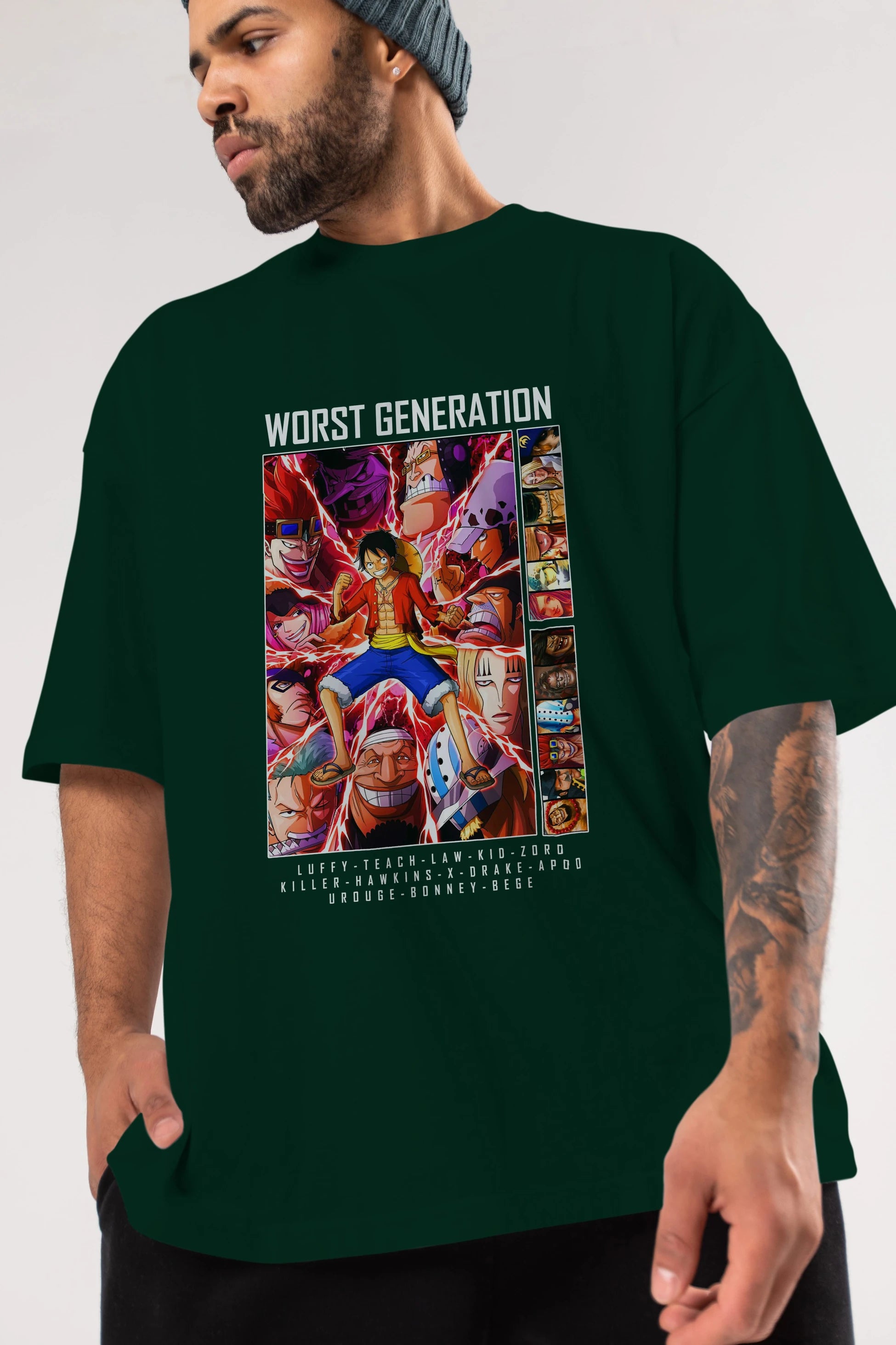 Worst Generation Anime Ön Baskılı Oversize t-shirt Erkek Kadın Unisex