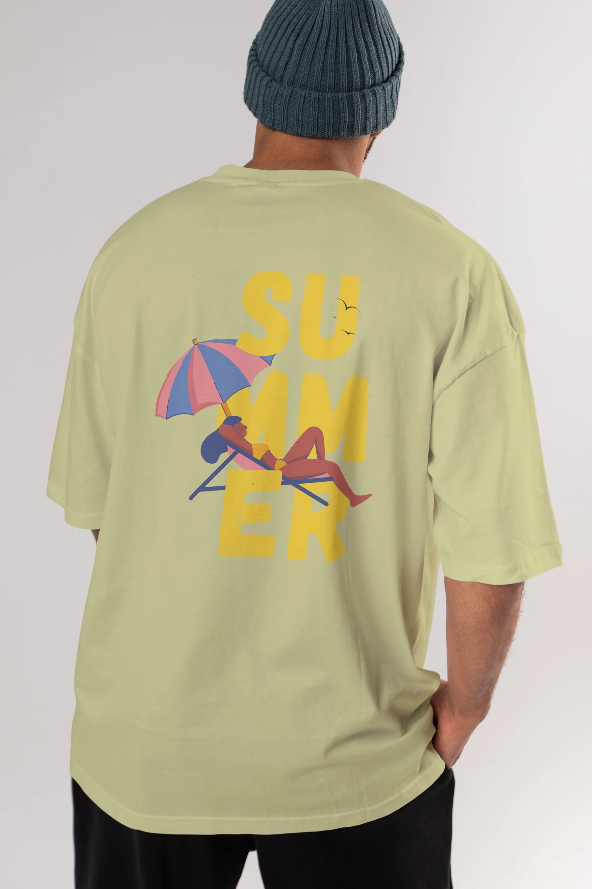Summer Yazılı Arka Baskılı Oversize t-shirt Erkek Kadın Unisex