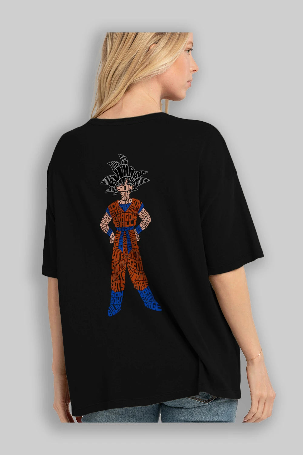 Goku Arka Baskılı Oversize t-shirt %100 pamuk Erkek Kadın Unisex