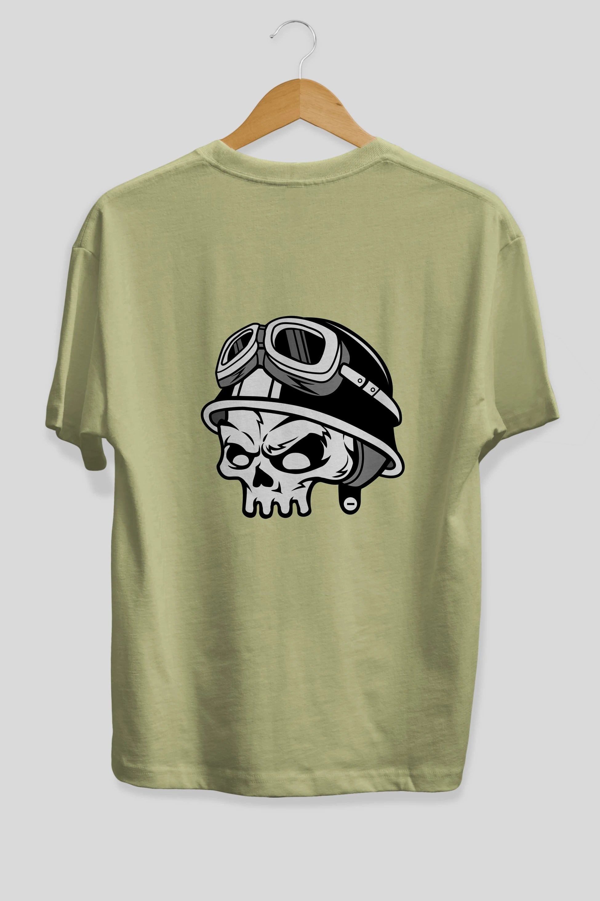 Biker Helmet Arka Baskılı Oversize t-shirt Erkek Kadın Unisex %100 Pamuk tişort