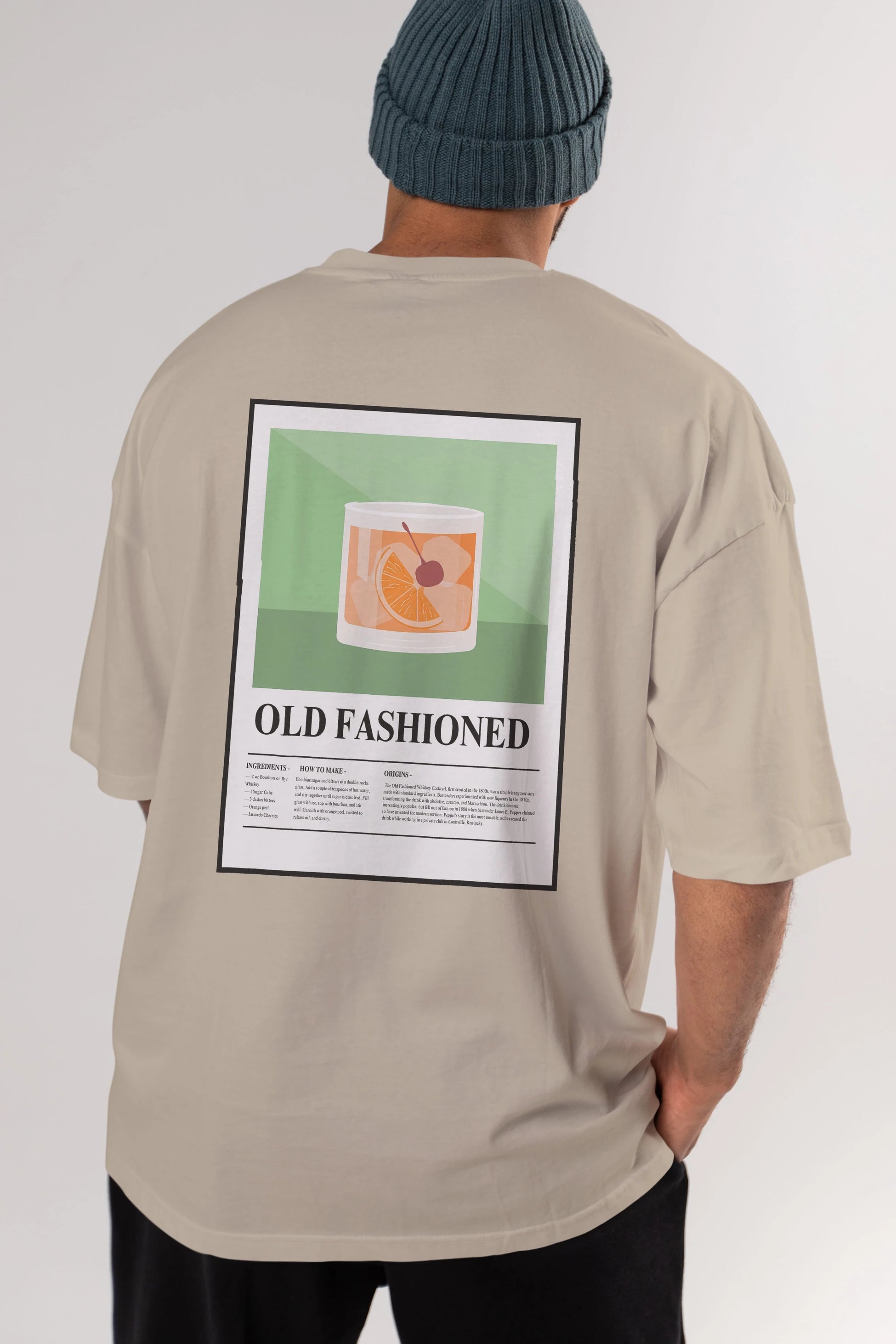 Old Fashioned Arka Baskılı Oversize t-shirt Erkek Kadın Unisex %100 Pamuk Bisiklet Yaka tişort