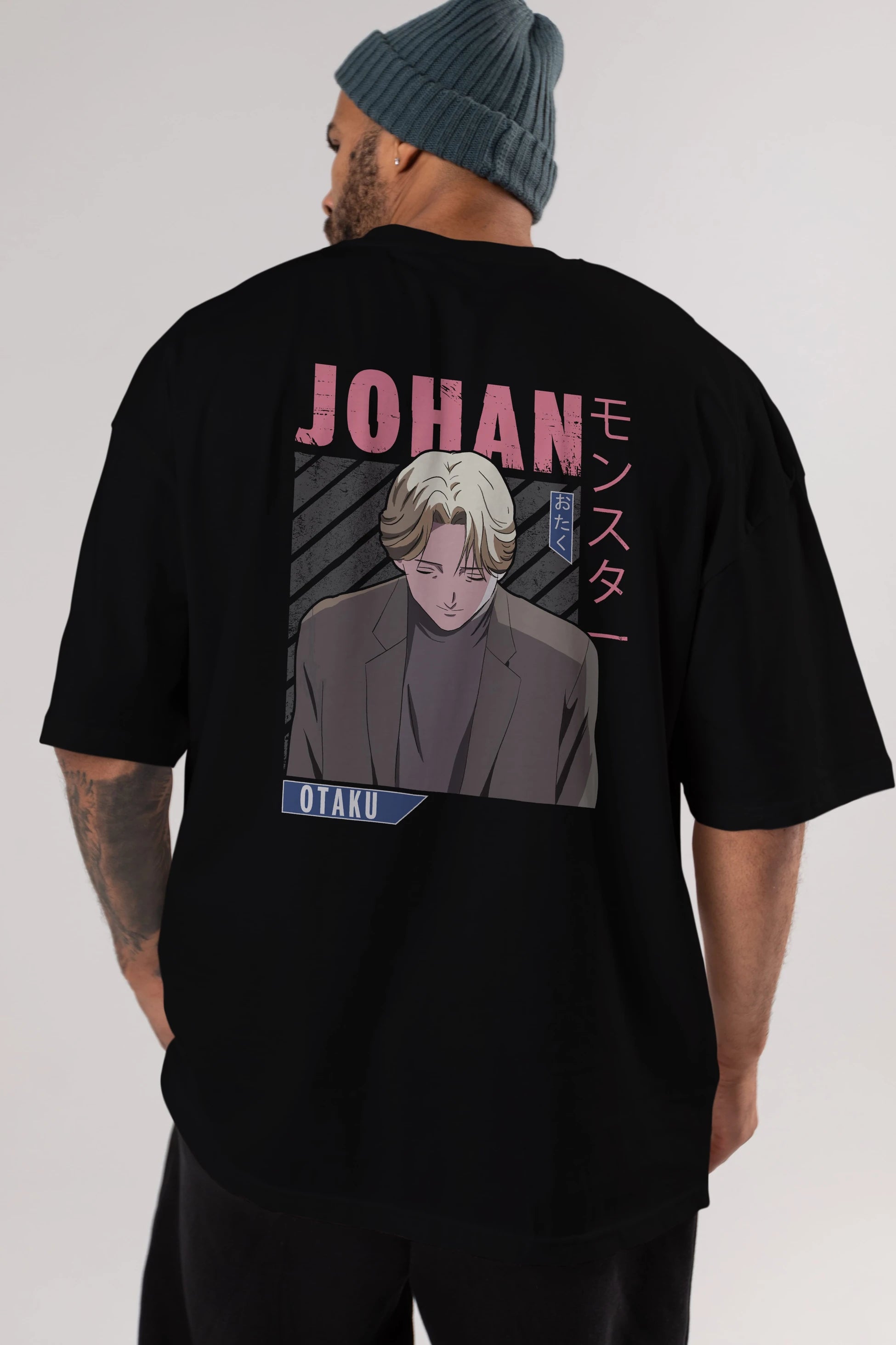 Johan Liebert MONSTER Anime Arka Baskılı Oversize t-shirt Erkek Kadın Unisex