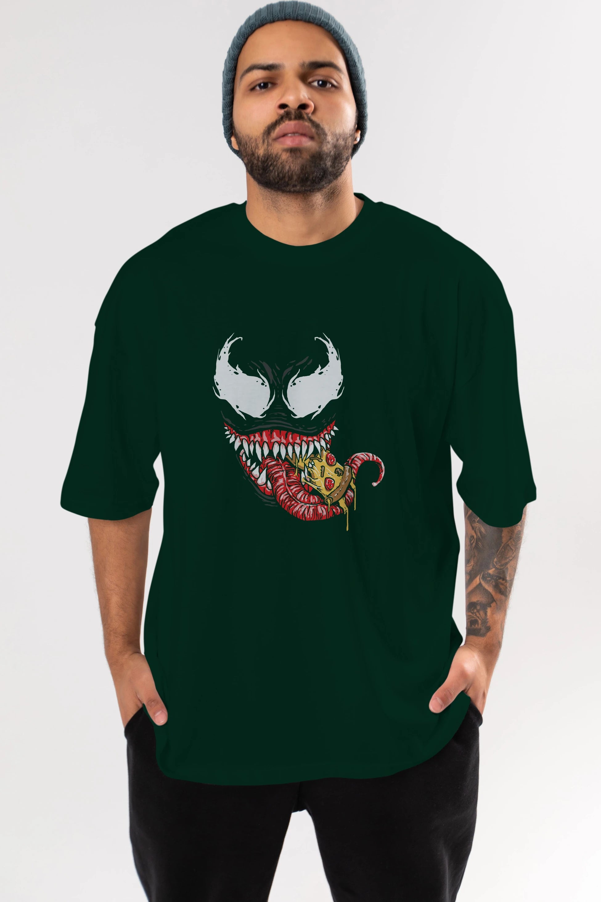 Venom (1) Ön Baskılı Oversize t-shirt Erkek Kadın Unisex %100 Pamuk Bisiklet Yaka tişort