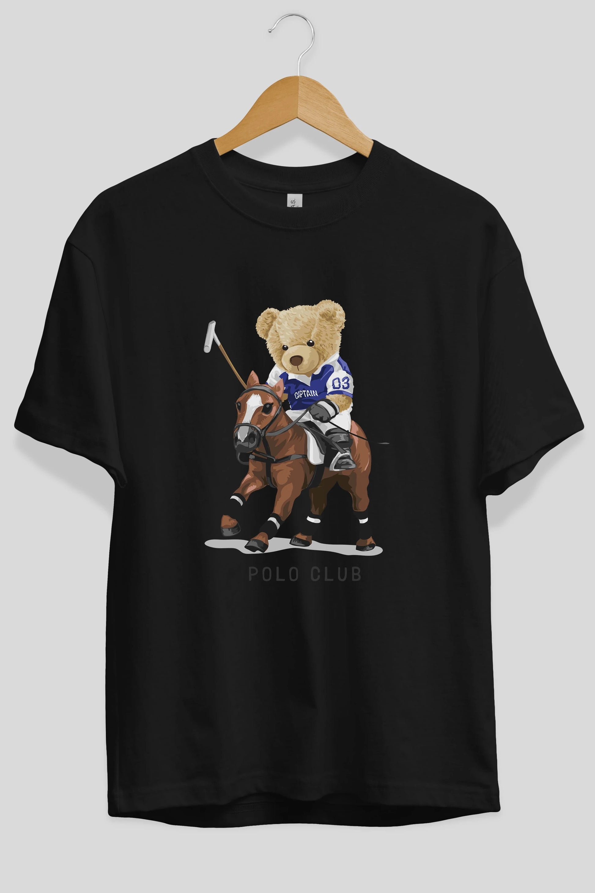 Teddy Bear Polo Club Ön Baskılı Oversize t-shirt Erkek Kadın Unisex %100 Pamuk