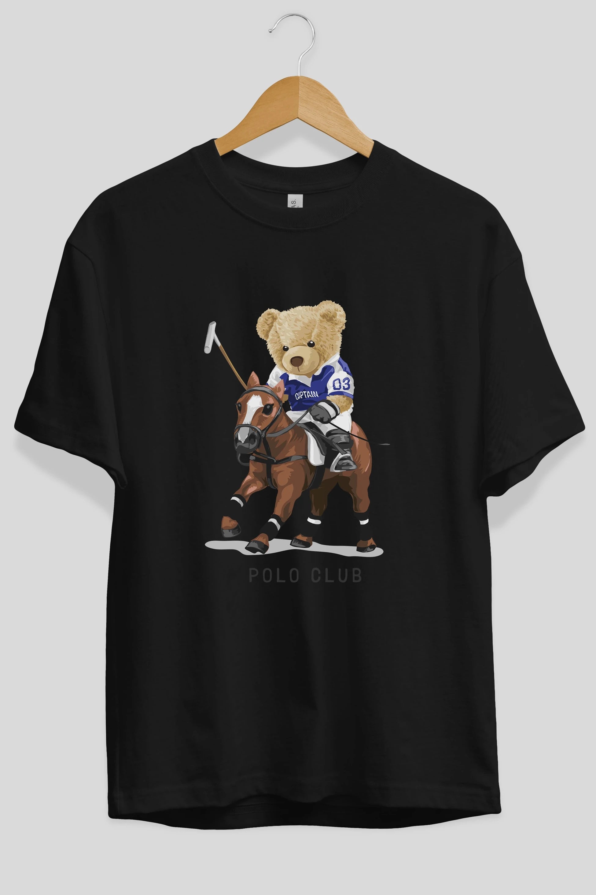 Teddy Bear Polo Club Ön Baskılı Oversize t-shirt Erkek Kadın Unisex %100 Pamuk
