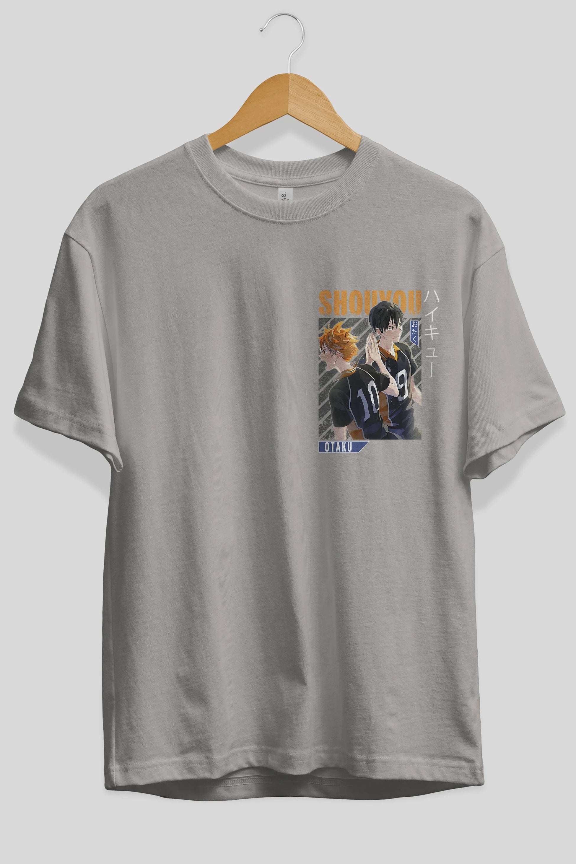 Shouyou Hinata 12 Ön Sol Baskılı Oversize t-shirt Erkek Kadın Unisex %100 Pamuk Bisiklet Yaka tişort