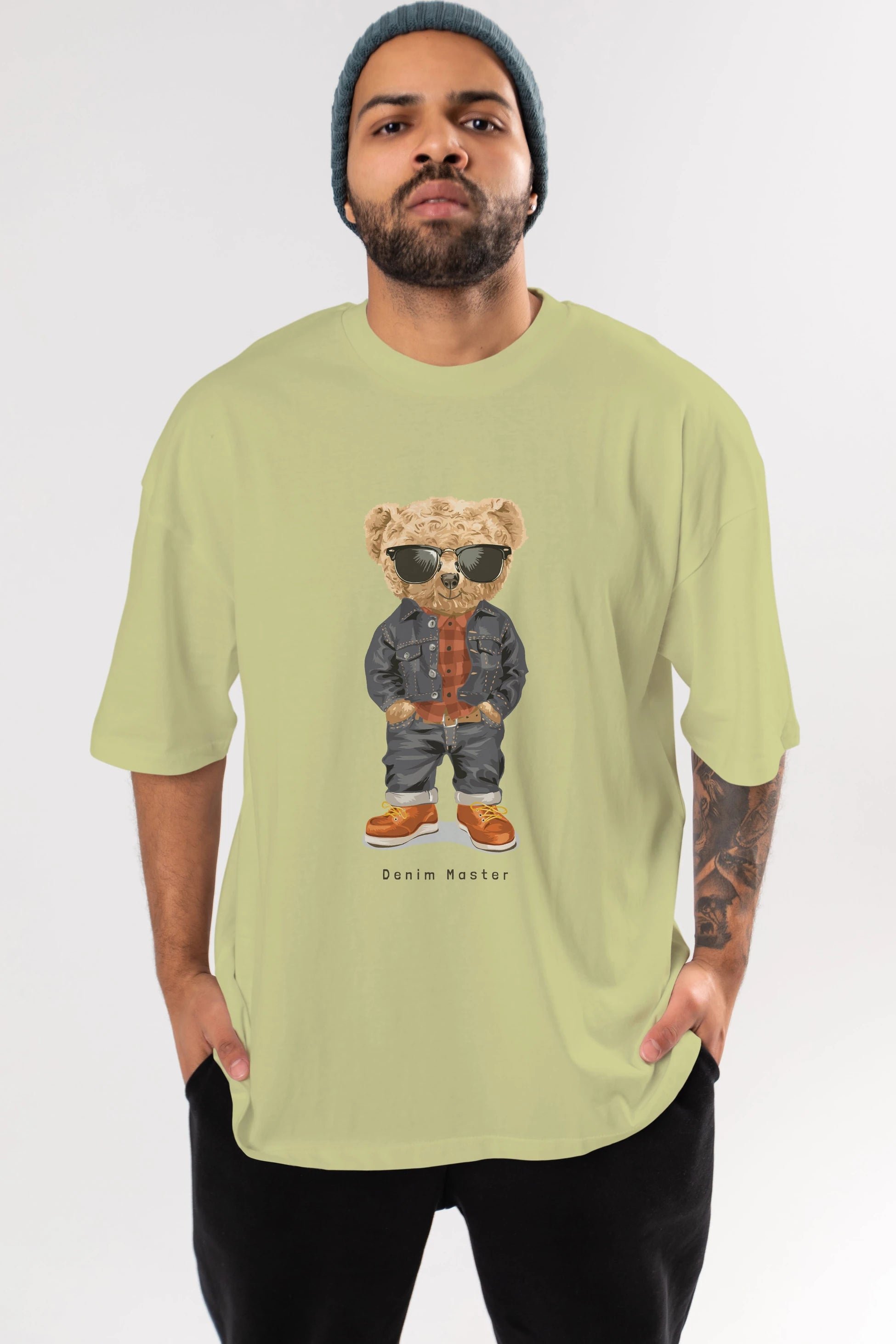Teddy Bear Tarz Ön Baskılı Oversize t-shirt Erkek Kadın Unisex %100 Pamuk