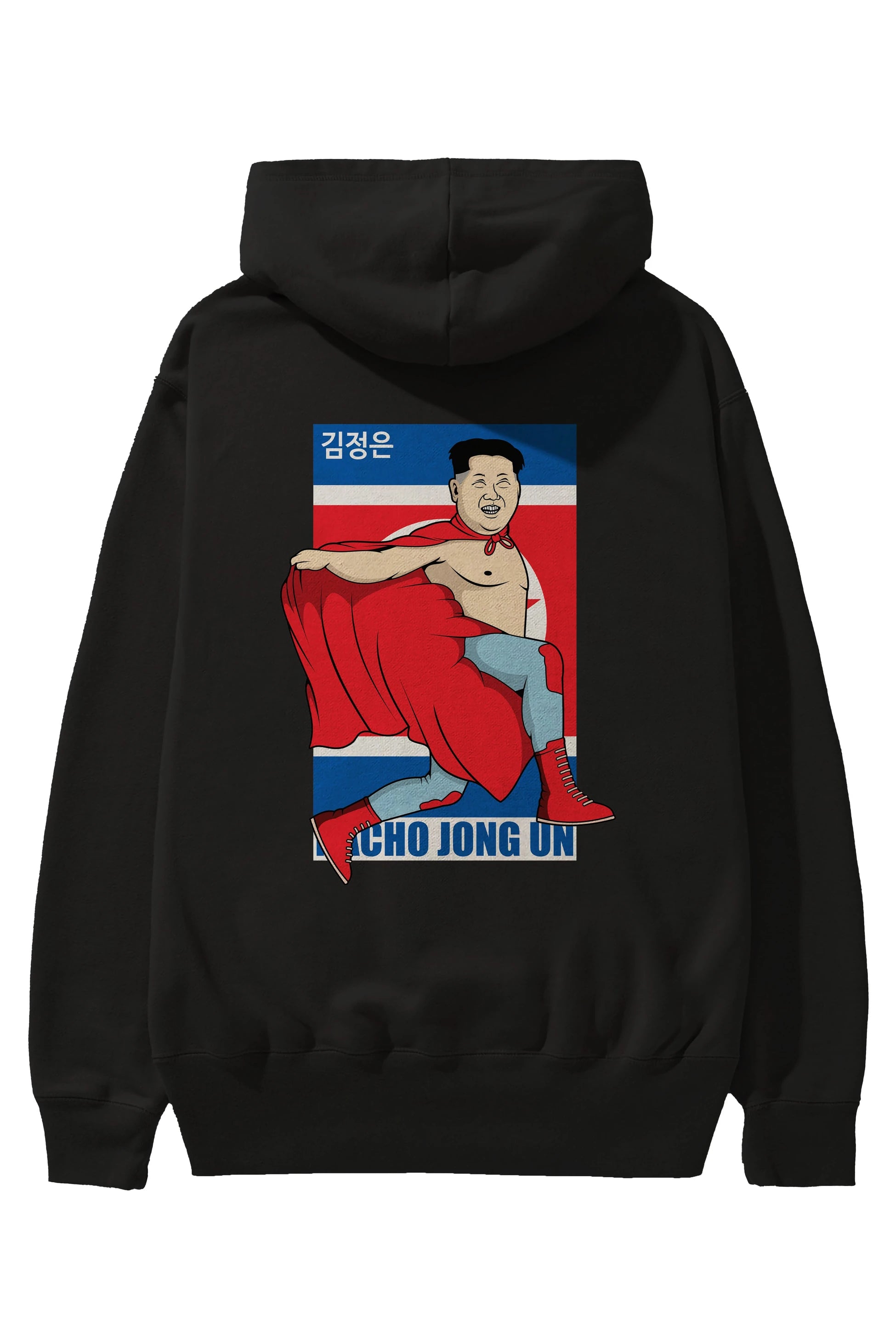 Nacho Libre Jong Un Arka Baskılı Hoodie Oversize Kapüşonlu Sweatshirt Erkek Kadın Unisex