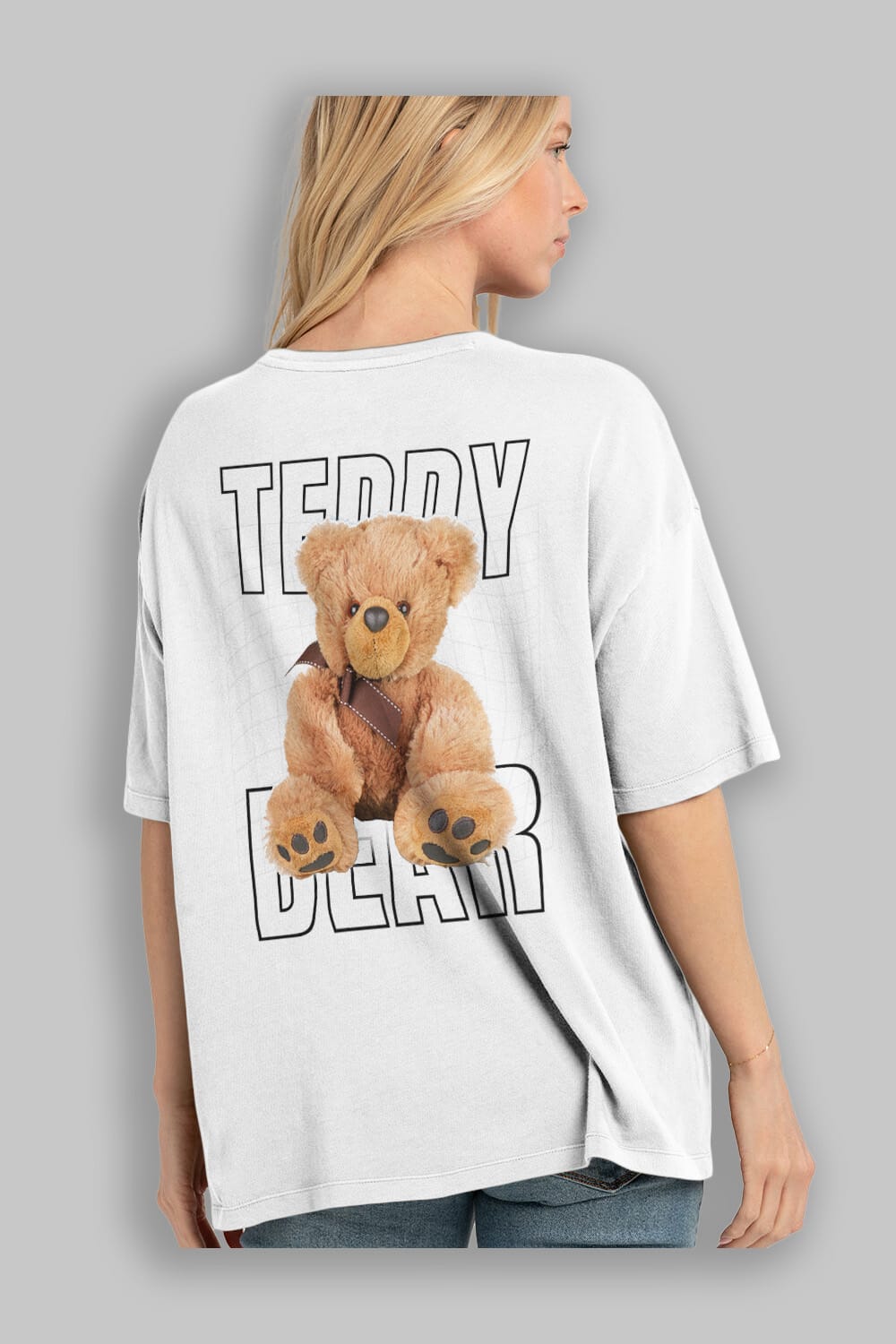 Teddy Bear Yazılı Arka Baskılı Oversize t-shirt Erkek Kadın Unisex