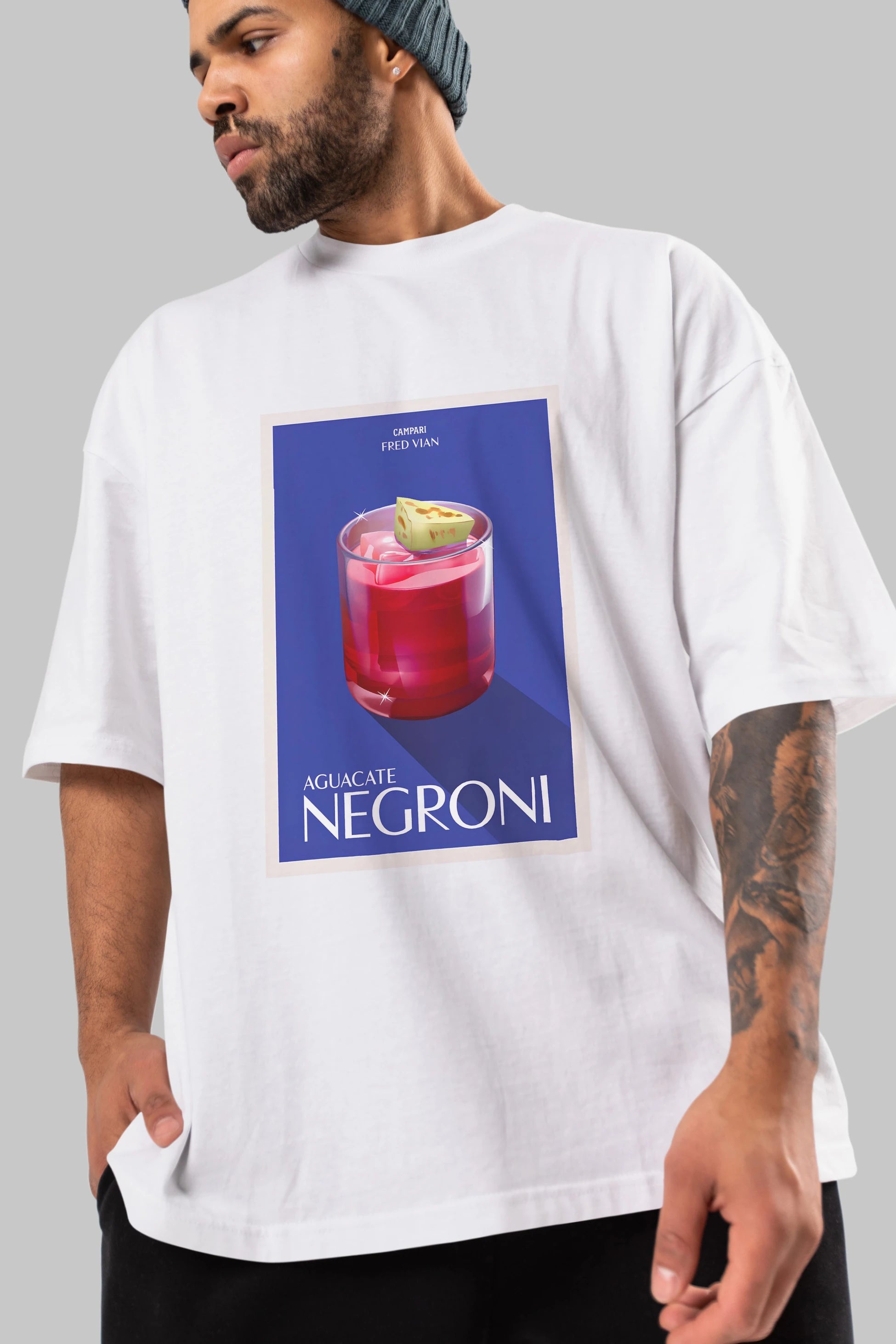Aguacate Negroni Ön Baskılı Oversize t-shirt Erkek Kadın Unisex %100 Pamuk Bisiklet Yaka tişort