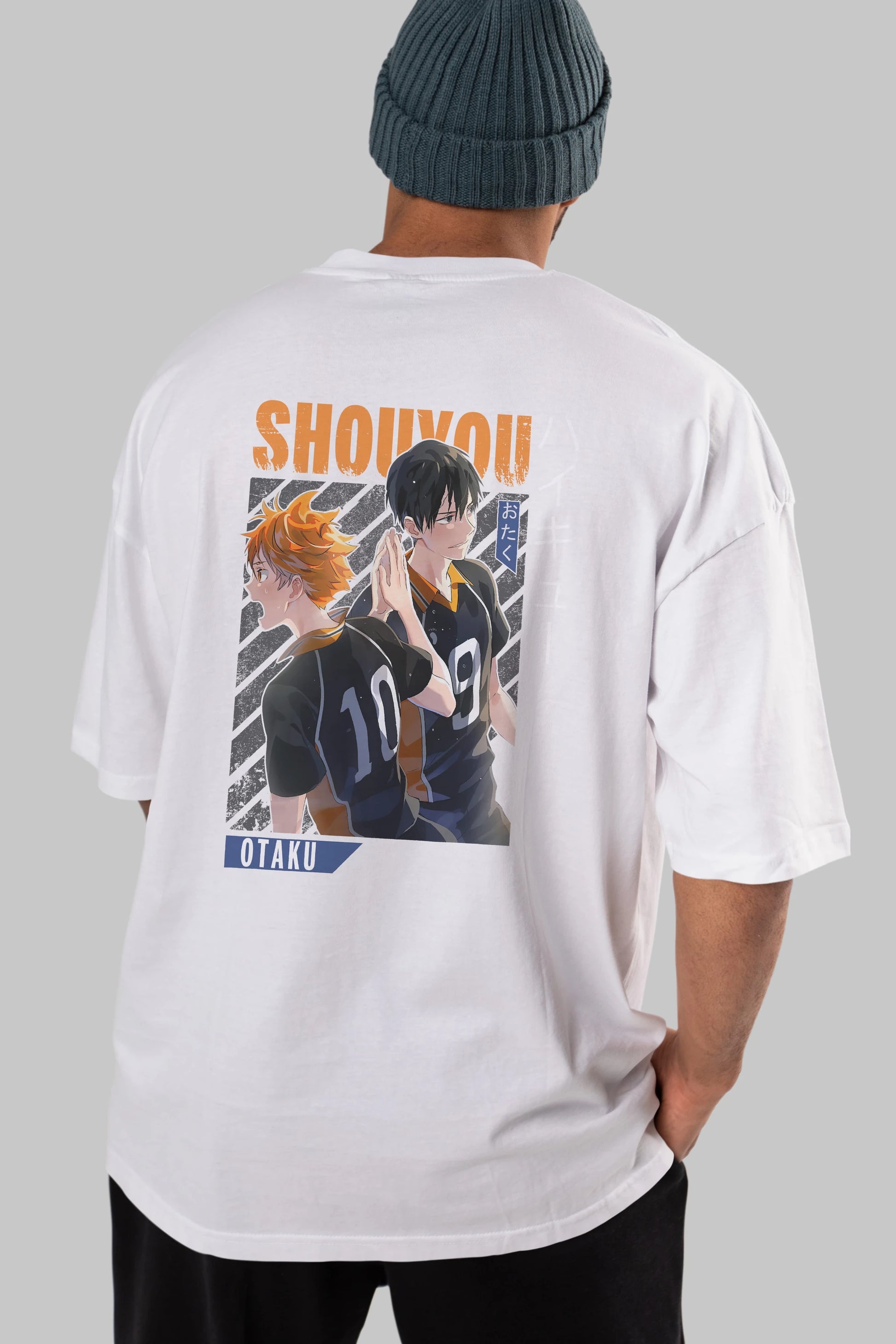 Shouyou Hinata 12 Anime Arka Baskılı Oversize t-shirt Erkek Kadın Unisex