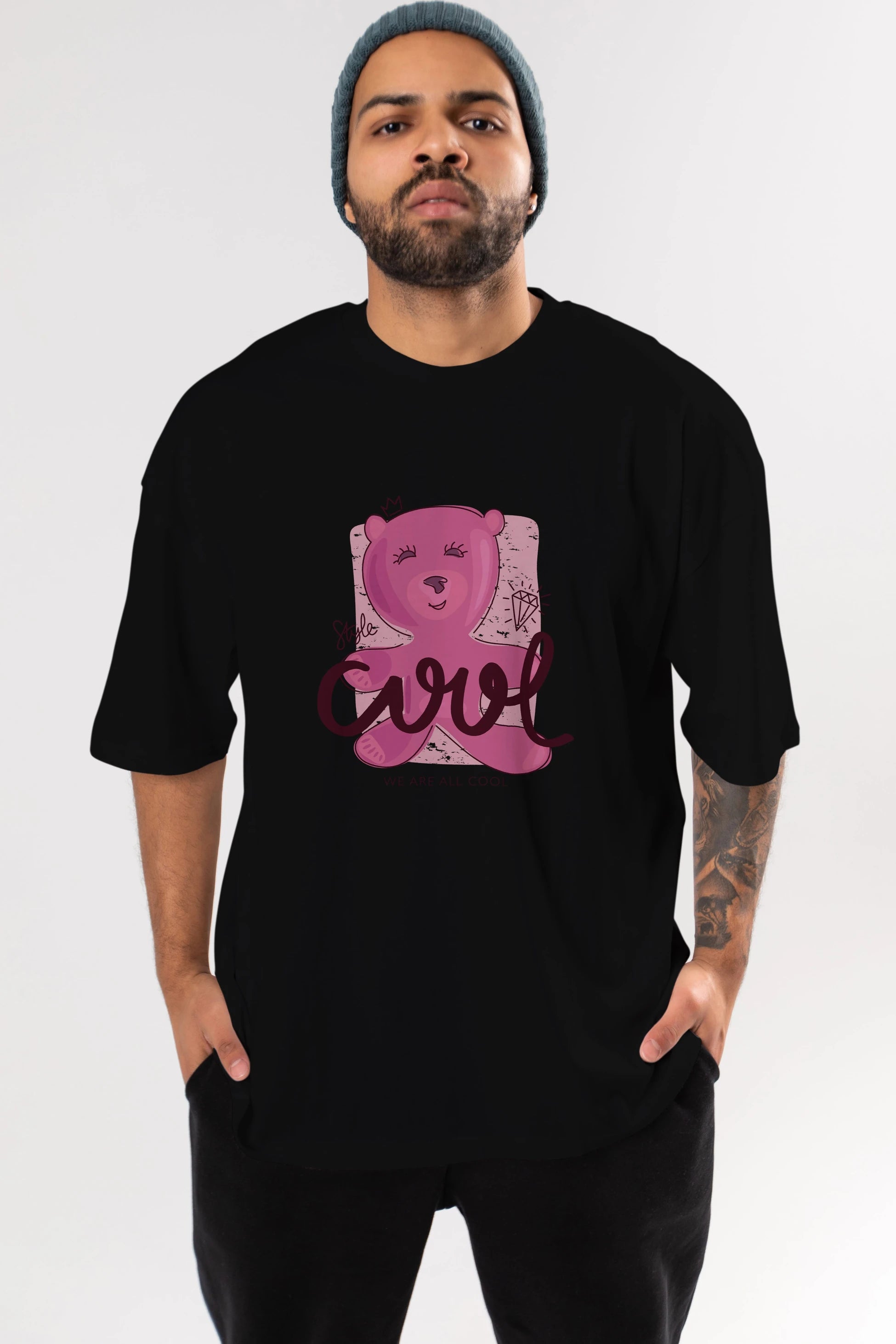 Cool Style Bear Ön Baskılı Oversize t-shirt Erkek Kadın Unisex