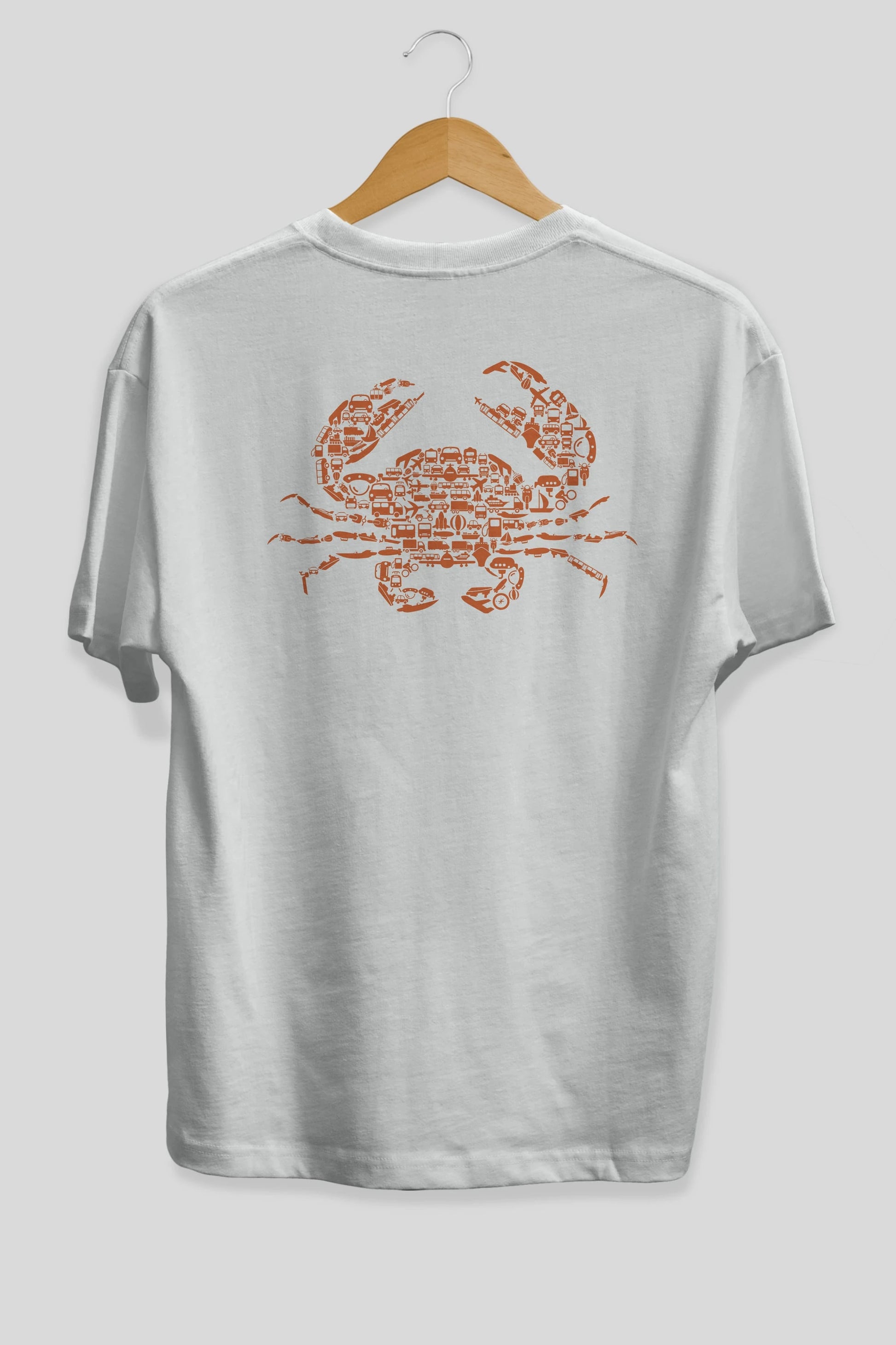 Crab Arka Baskılı Oversize t-shirt %100 pamuk Erkek Kadın Unisex