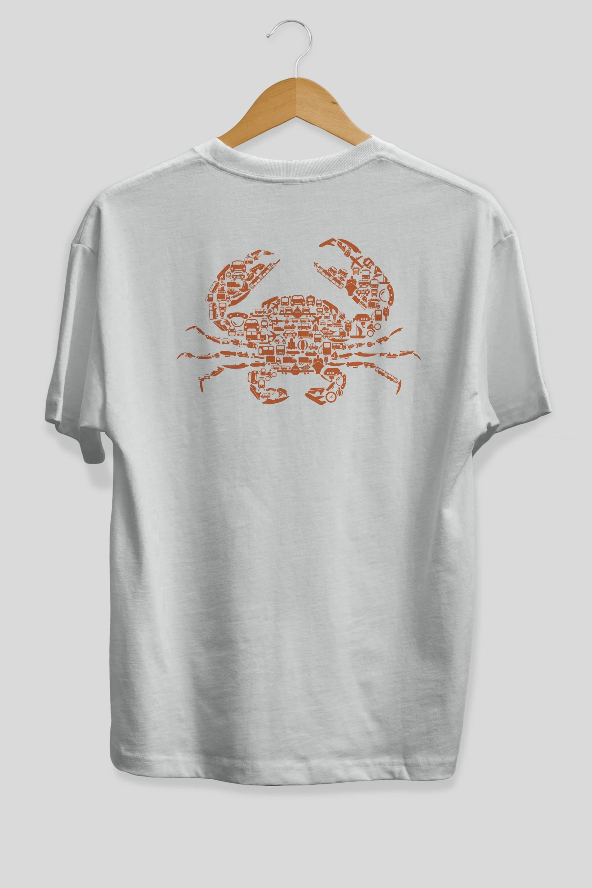 Crab Arka Baskılı Oversize t-shirt %100 pamuk Erkek Kadın Unisex