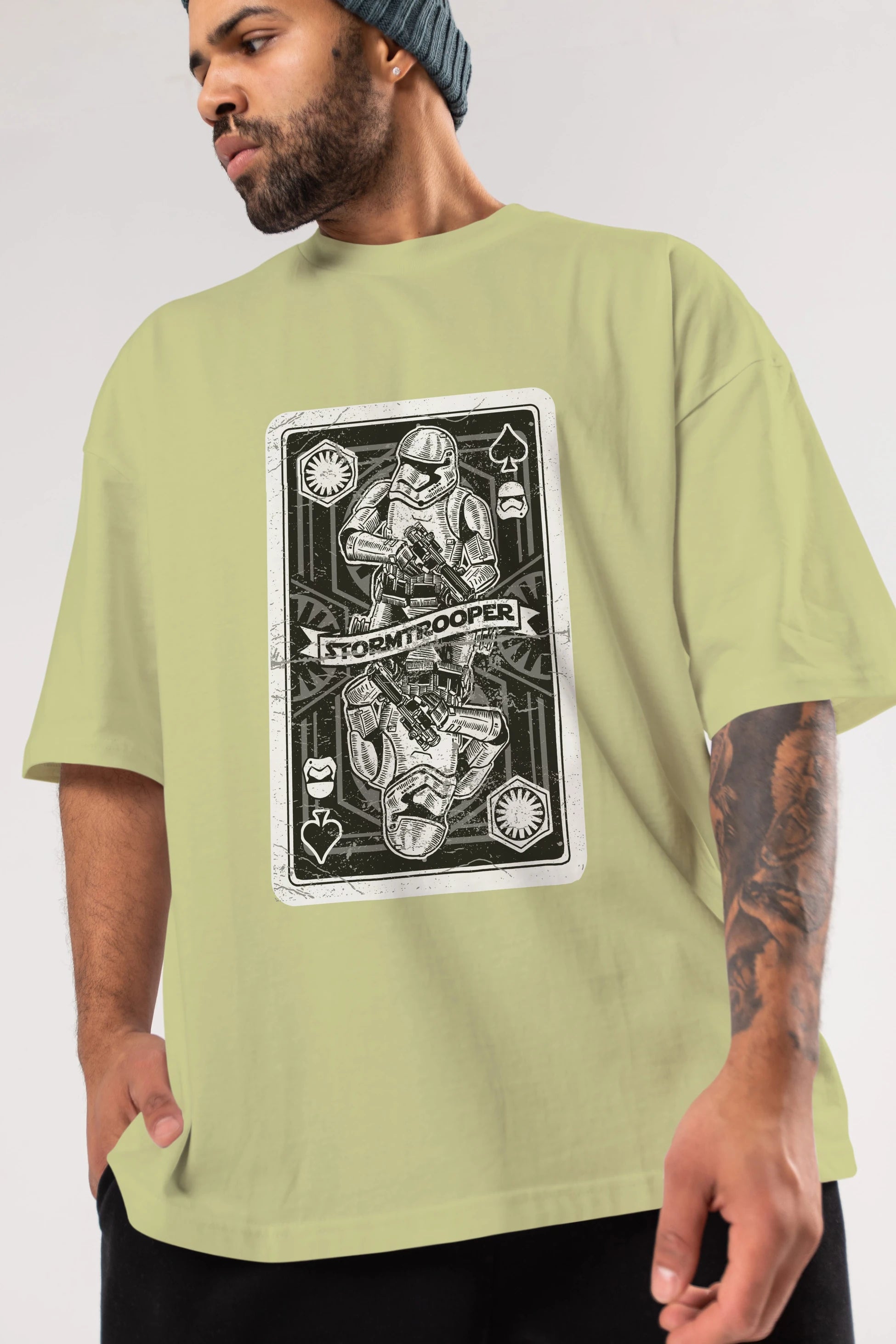 Stormtrooper Playing Card Ön Baskılı Oversize t-shirt Erkek Kadın Unisex %100 Pamuk tişort