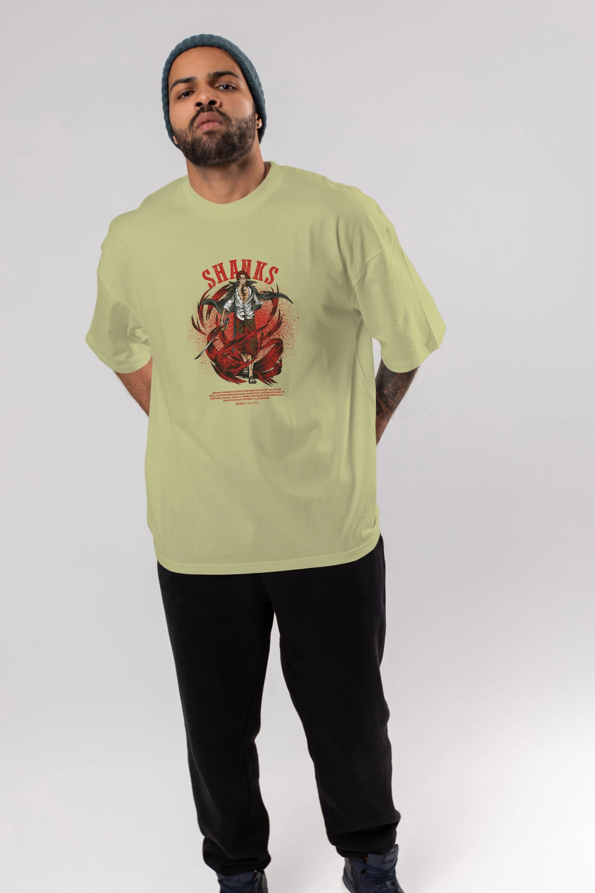 Shanks Anime Ön Baskılı Oversize t-shirt %100 pamuk Erkek Kadın Unisex