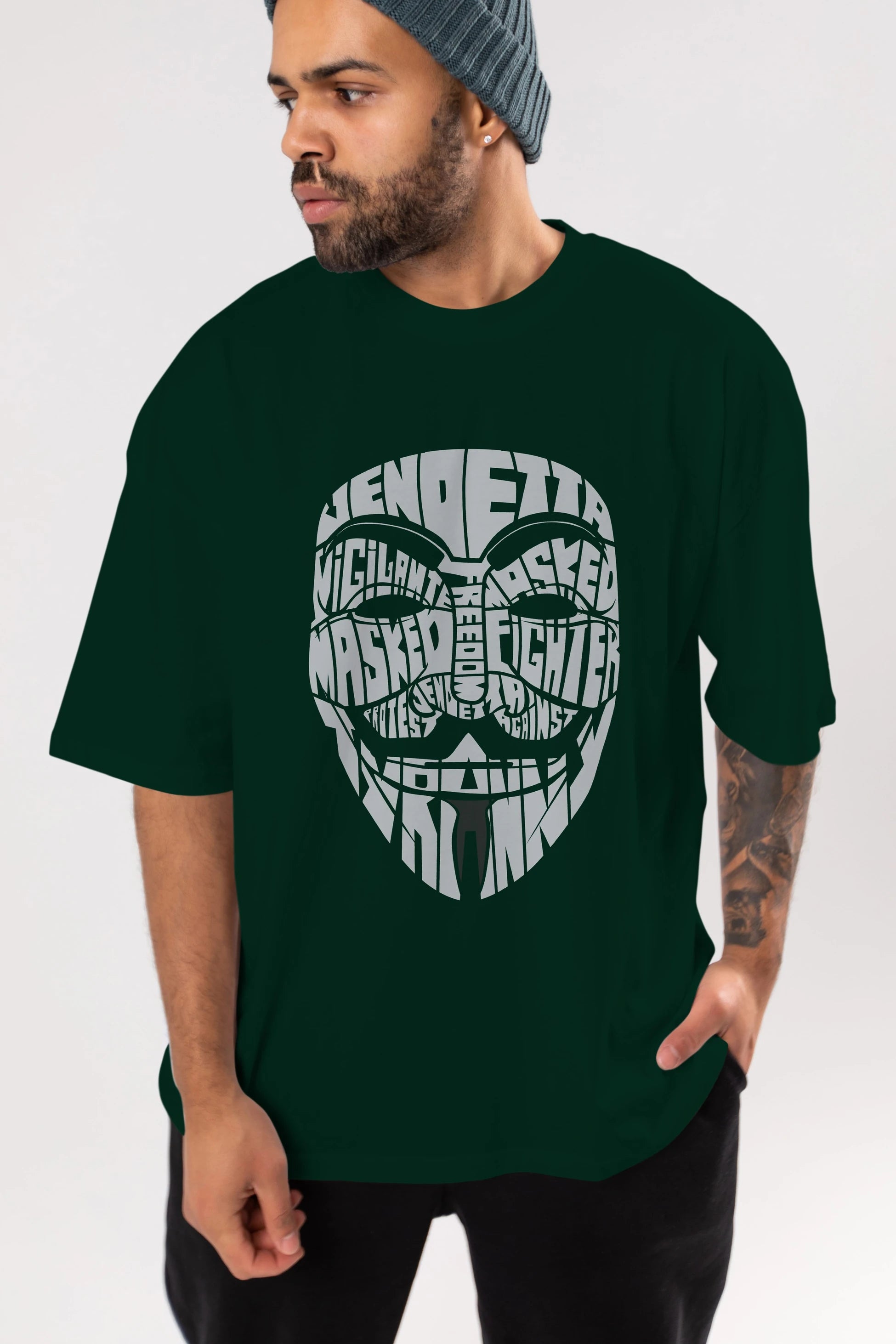 Vendetta Ön Baskılı Oversize t-shirt %100 pamuk Erkek Kadın Unisex