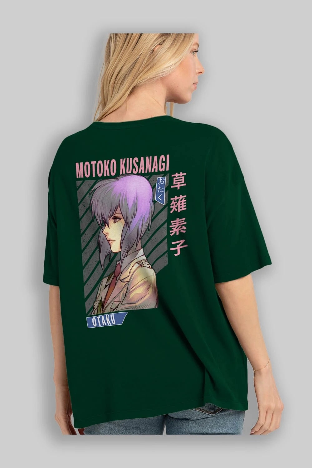 Motoko Kusanagi 4 Anime Arka Baskılı Oversize t-shirt Erkek Kadın Unisex