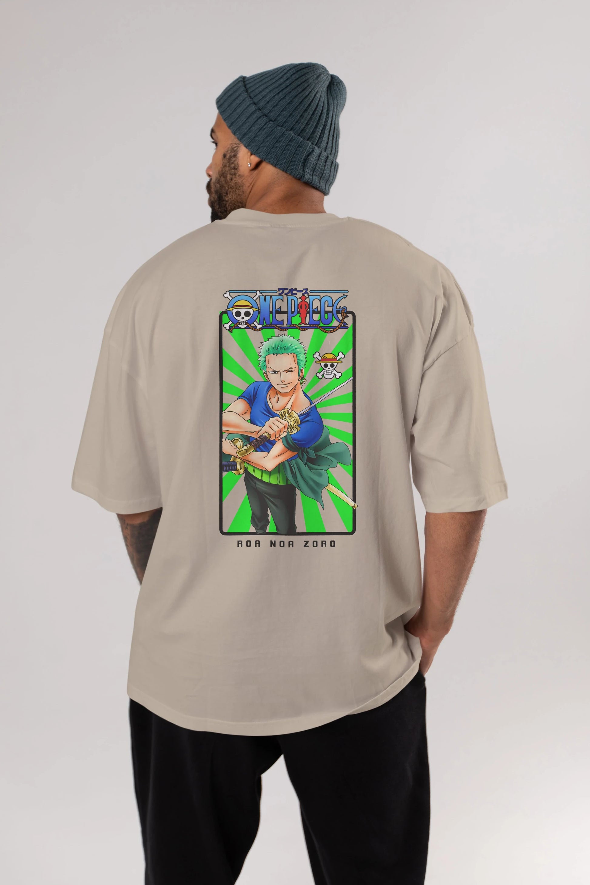Roronoa Zoro 6 Anime Arka Baskılı Oversize t-shirt Erkek Kadın Unisex %100 pamuk tişort