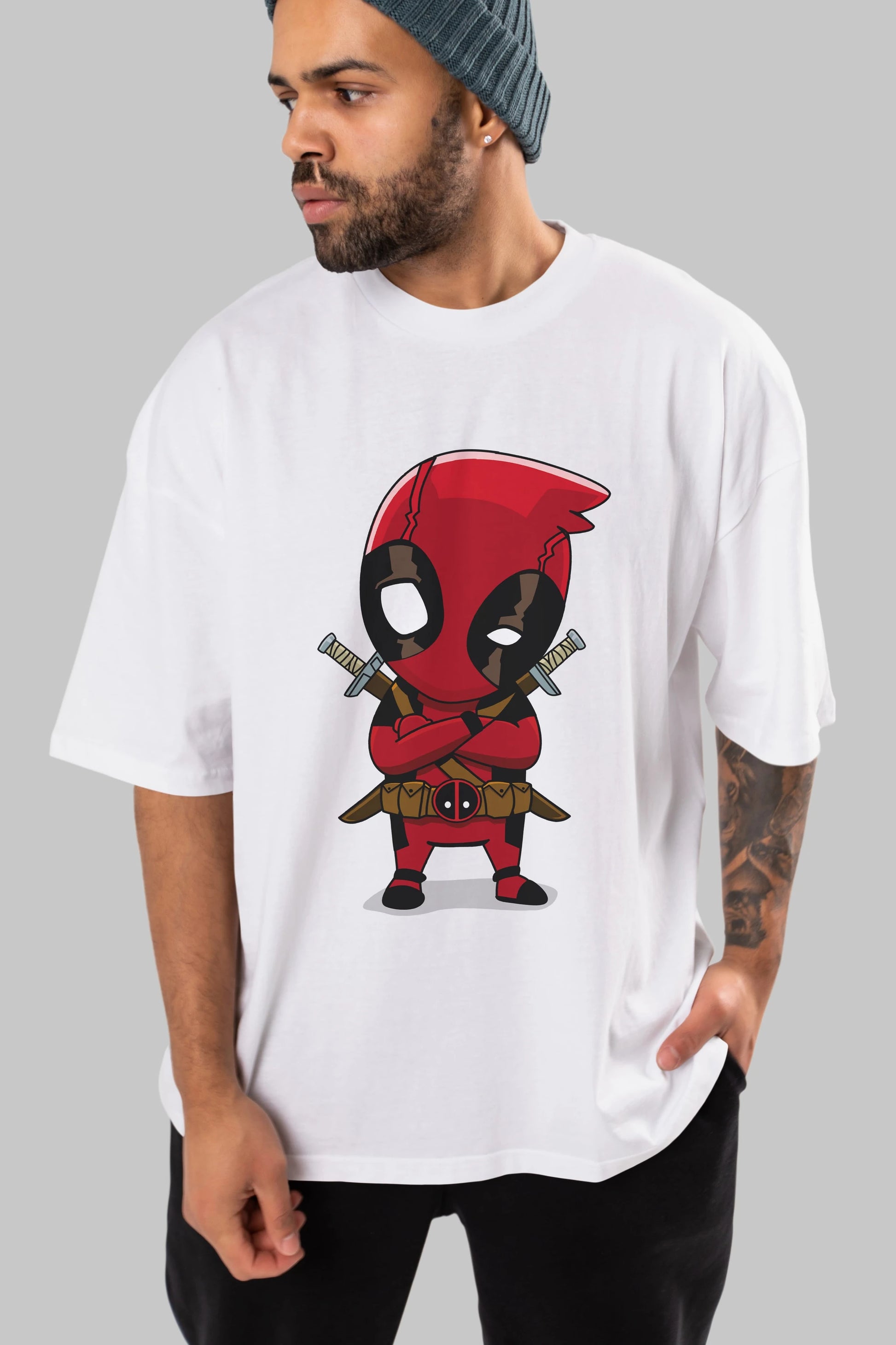 Deadpool (19) Ön Baskılı Oversize t-shirt Erkek Kadın Unisex %100 Pamuk Bisiklet Yaka tişort