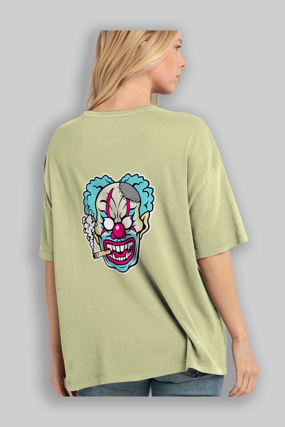 Clown Beast Arka Baskılı Oversize t-shirt Erkek Kadın Unisex %100 Pamuk tişort