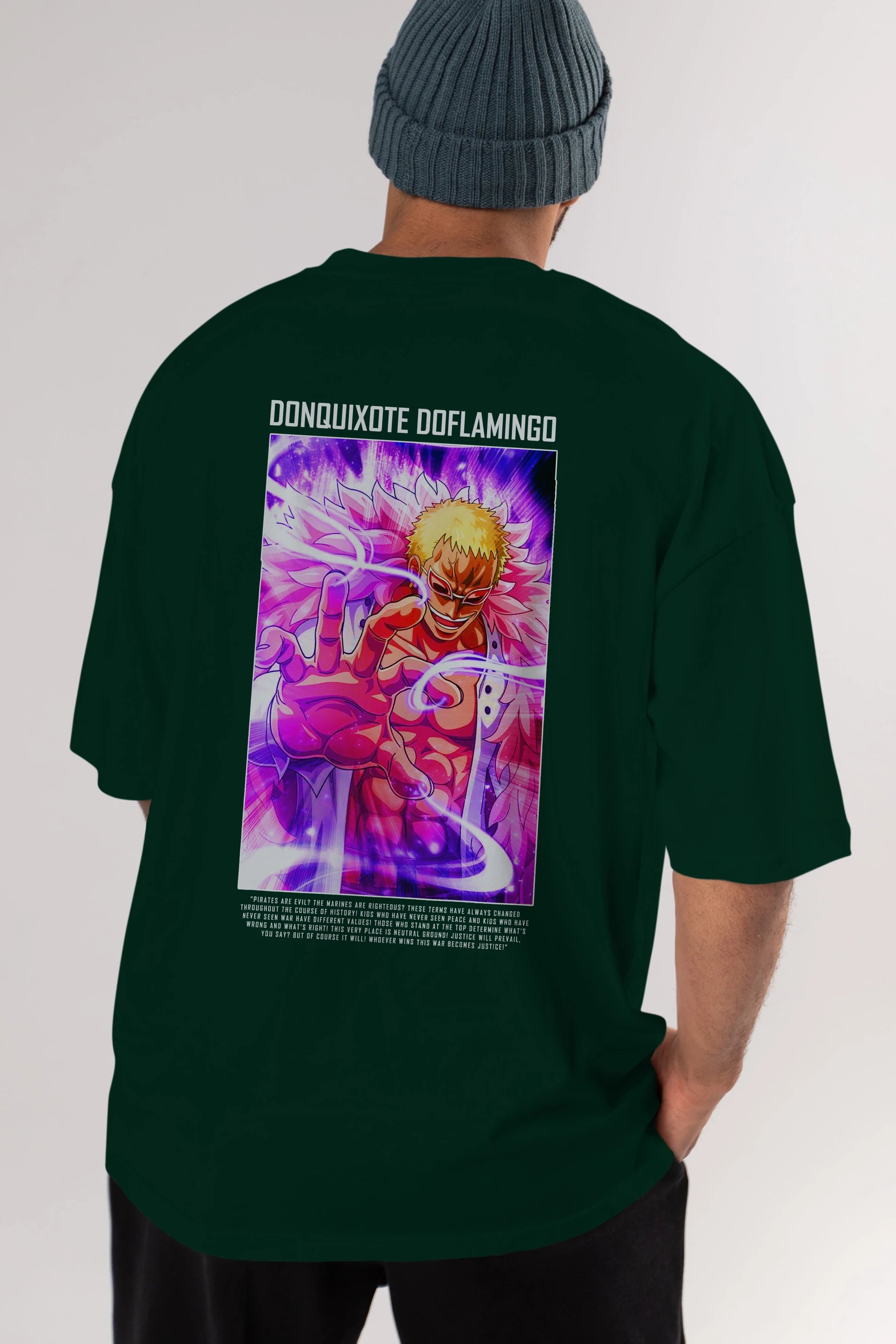 Doflamingo Anime Arka Baskılı Oversize t-shirt Erkek Kadın Unisex %100 pamuk tişort