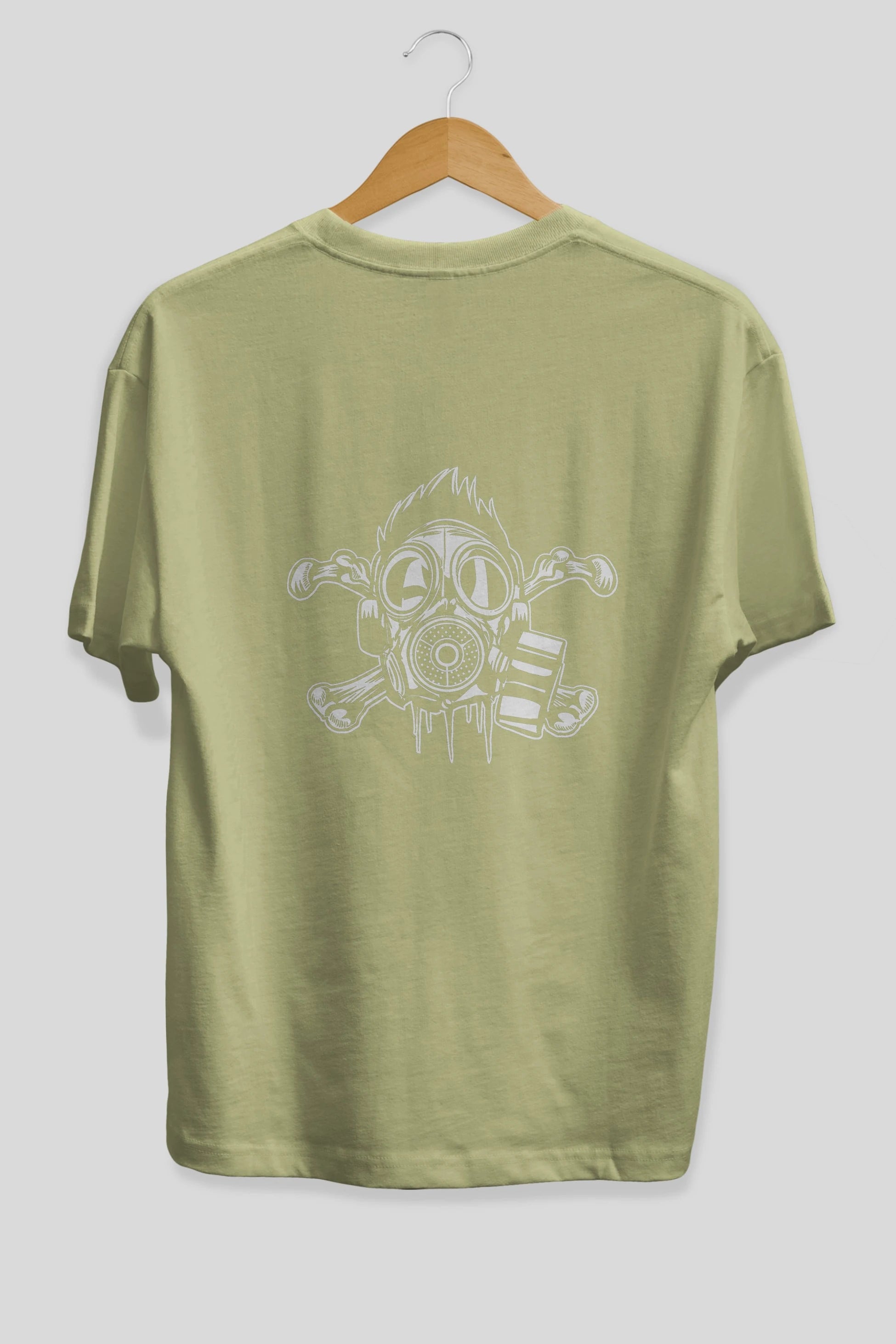 Cross Bones Gasmask Arka Baskılı Oversize t-shirt Erkek Kadın Unisex %100 Pamuk