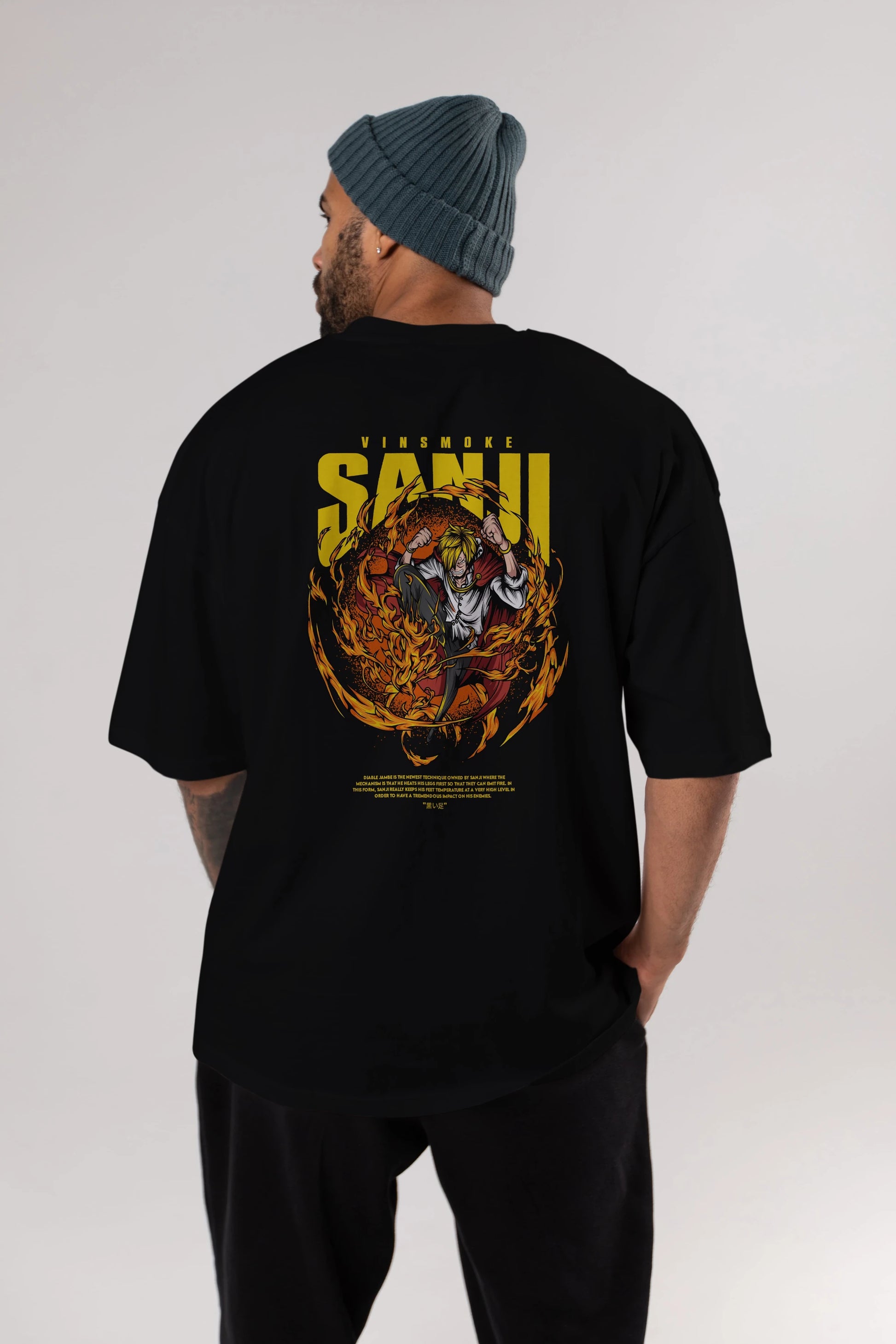 Vinsmoke Sanji Anime Arka Baskılı Oversize t-shirt Erkek Kadın Unisex