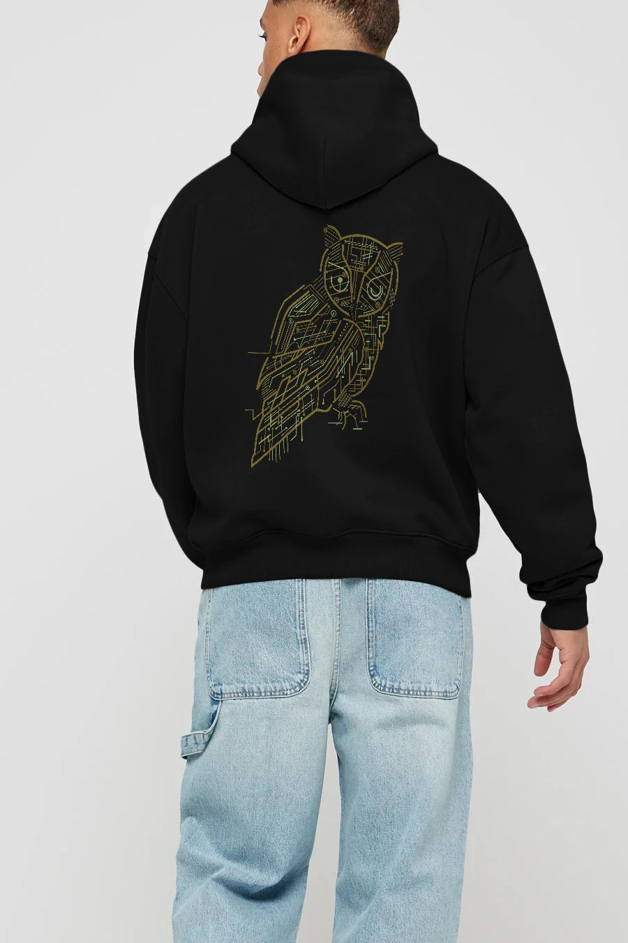 Electrical Owl Arka Baskılı Hoodie Oversize Kapüşonlu Sweatshirt Erkek Kadın Unisex